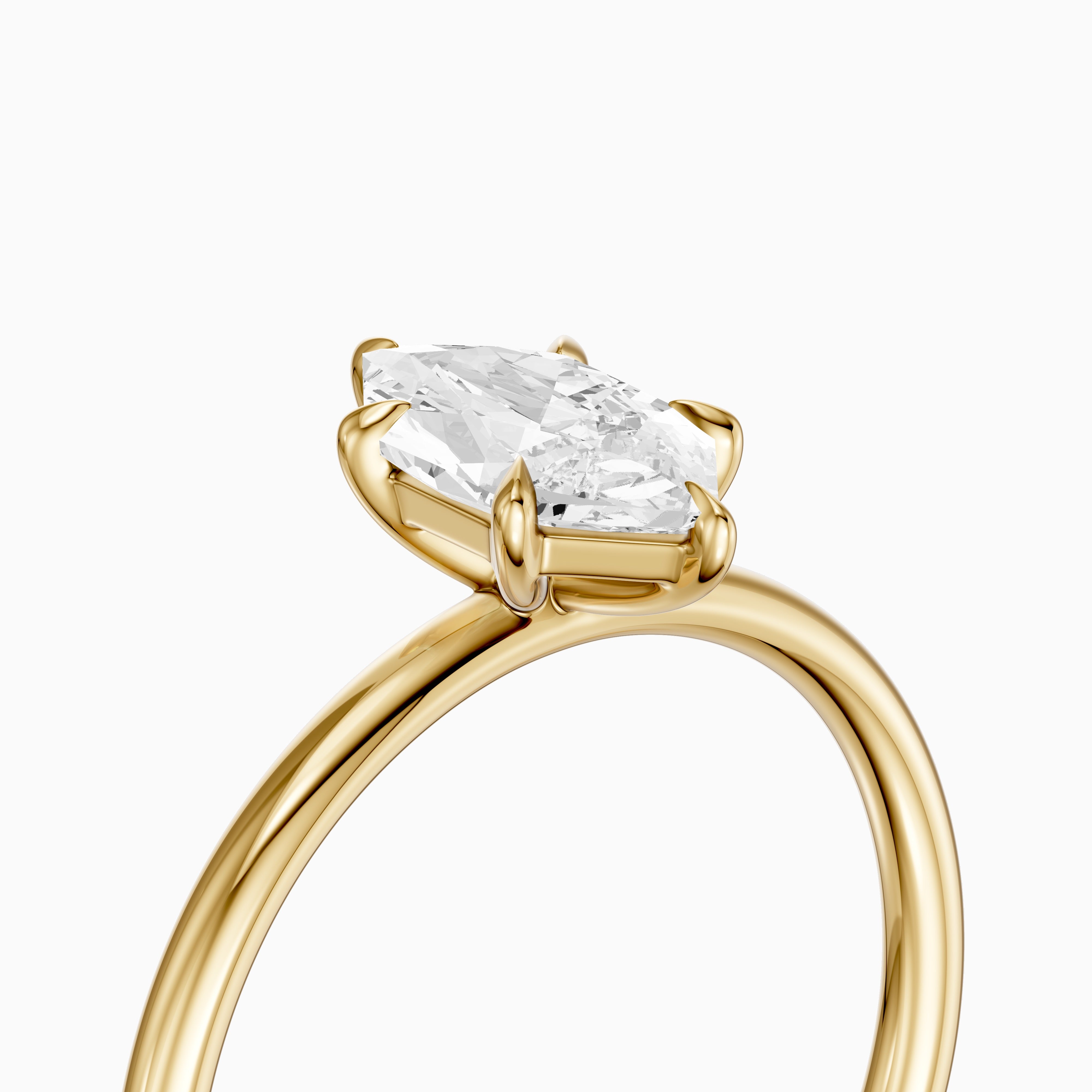 Monica Dutch Marquise Moissanite Diamond 6 Prong Solitaire Engagement Ring
