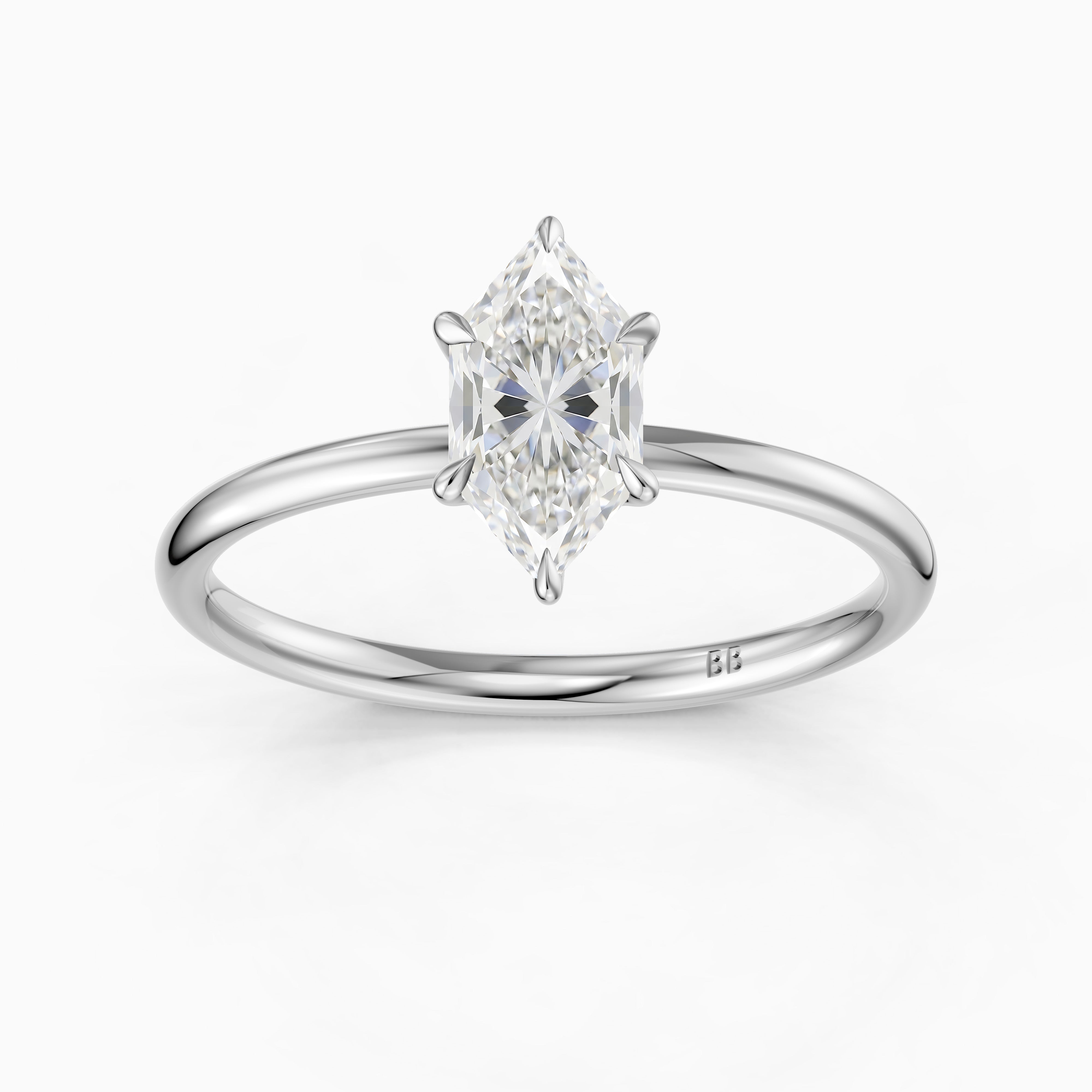 Monica Dutch Marquise Moissanite Diamond 6 Prong Solitaire Engagement Ring