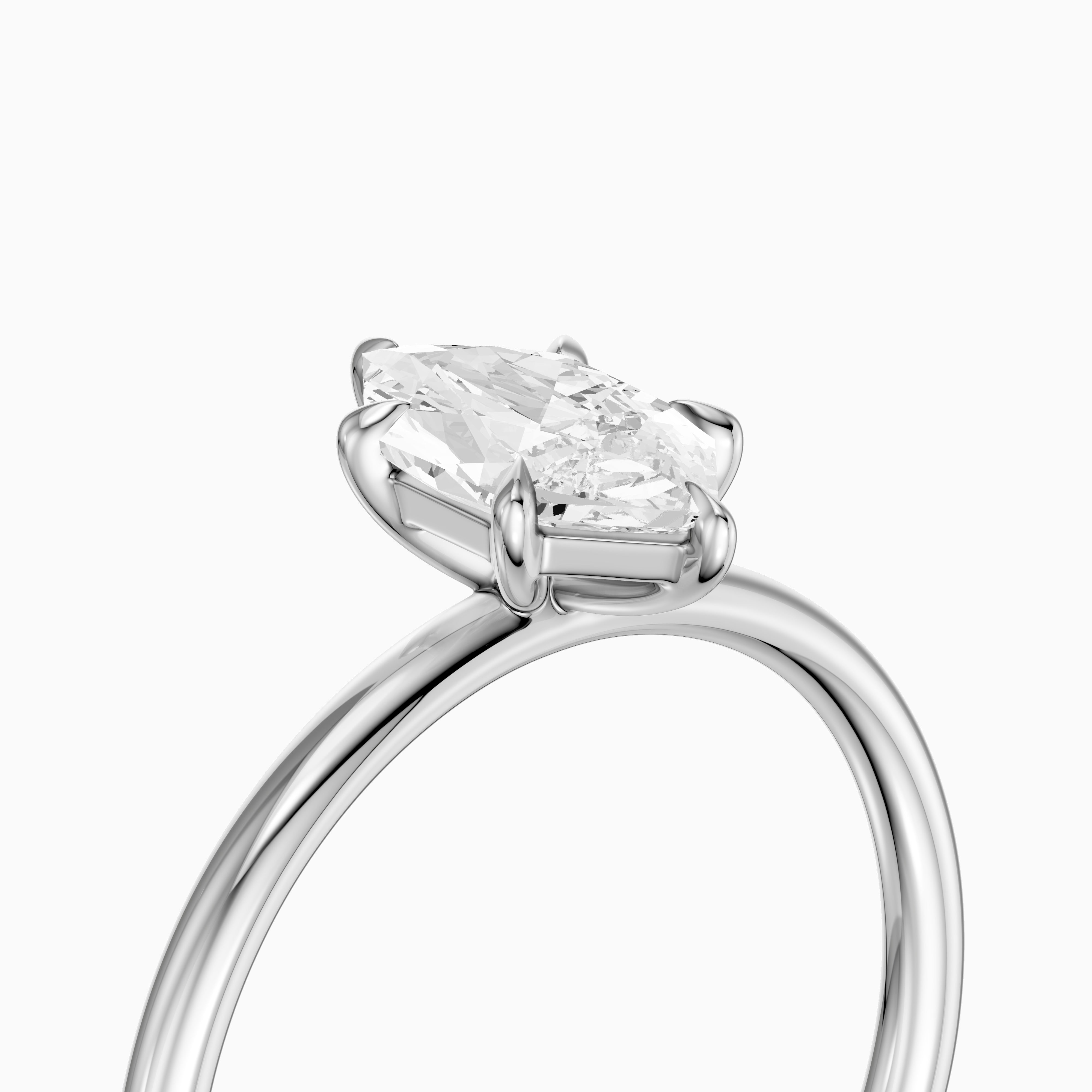 Monica Dutch Marquise Moissanite Diamond 6 Prong Solitaire Engagement Ring