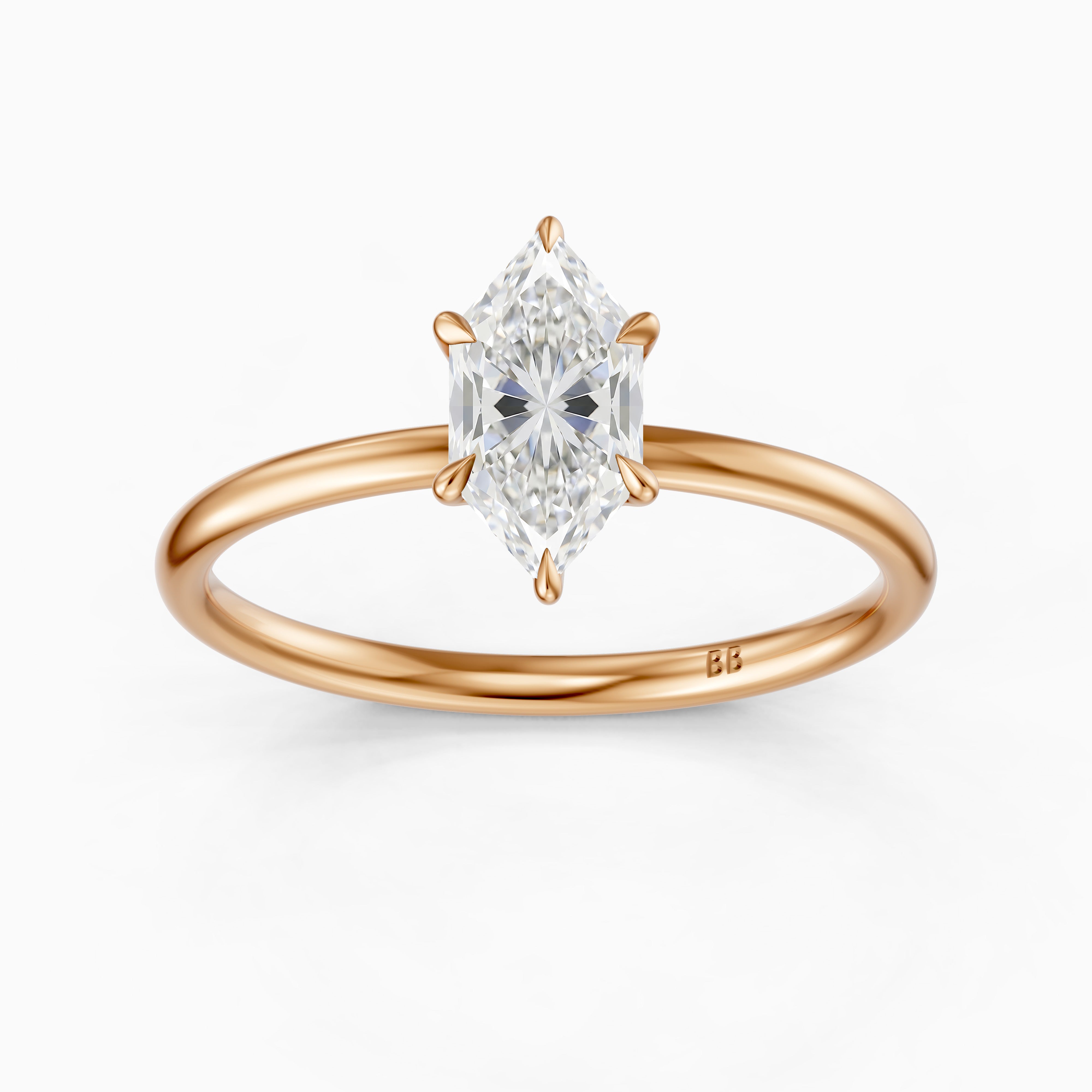Monica Dutch Marquise Moissanite Diamond 6 Prong Solitaire Engagement Ring
