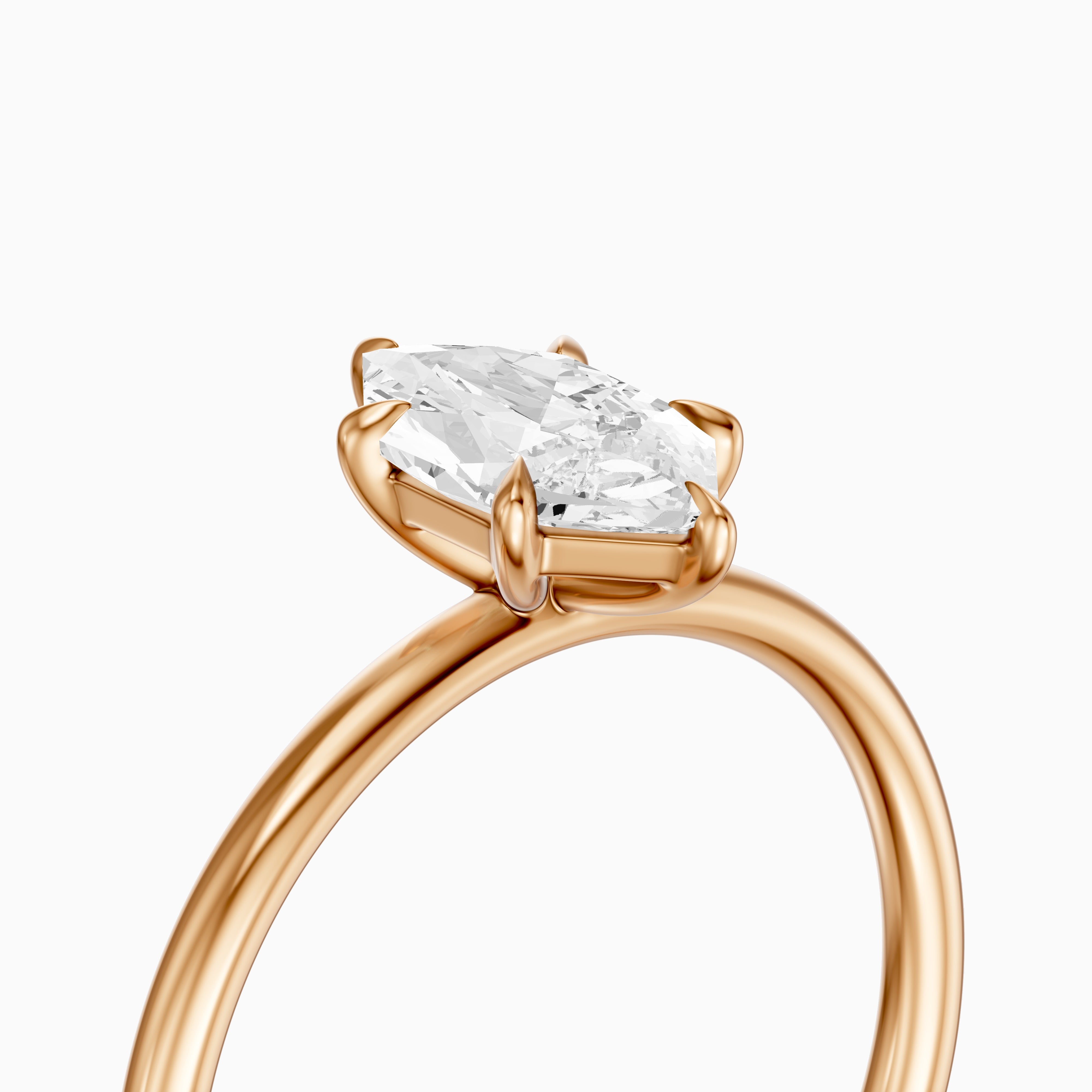 Monica Dutch Marquise Moissanite Diamond 6 Prong Solitaire Engagement Ring