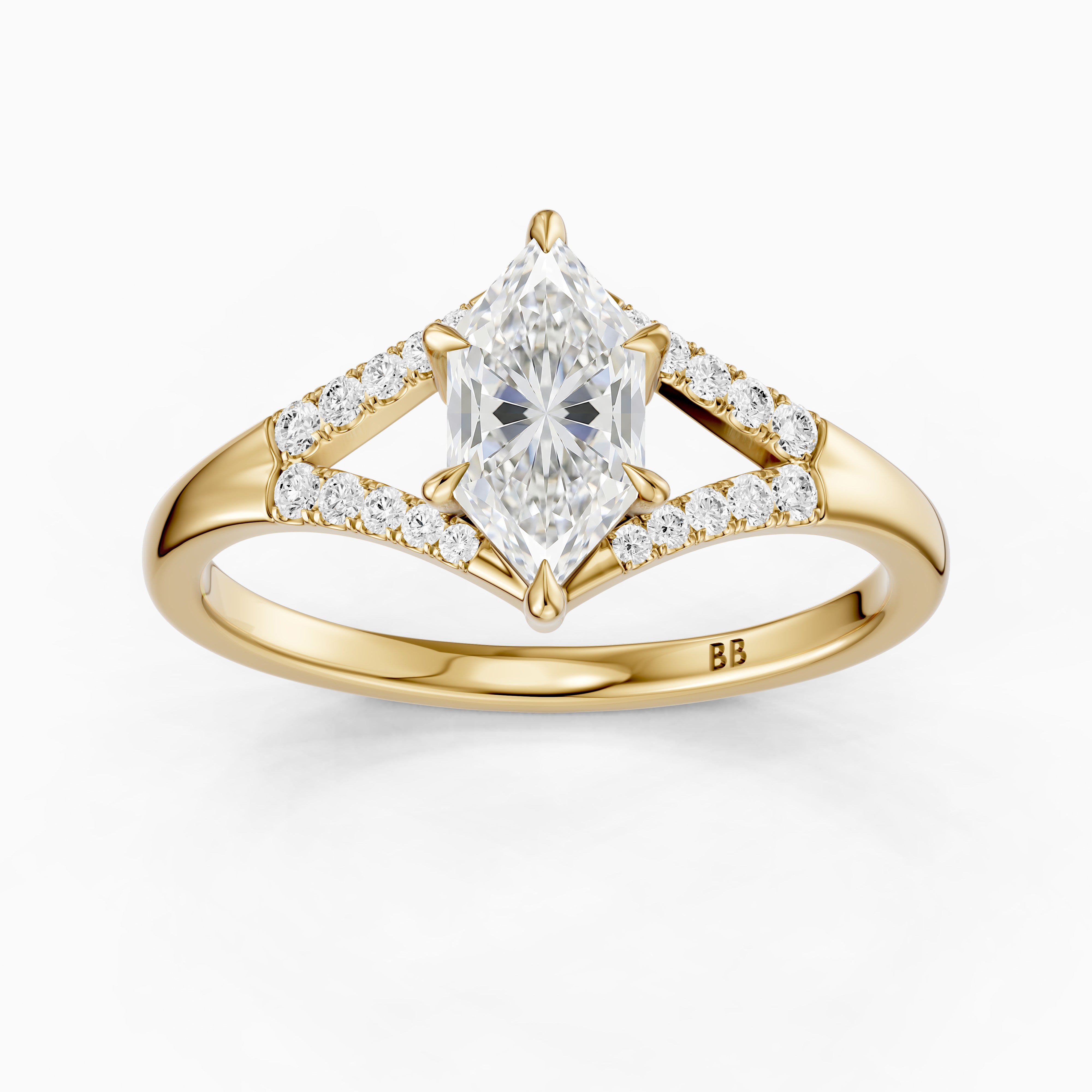 Natercia Dutch Marquise Lab Grown Diamond Pave Split Shank Engagement Ring