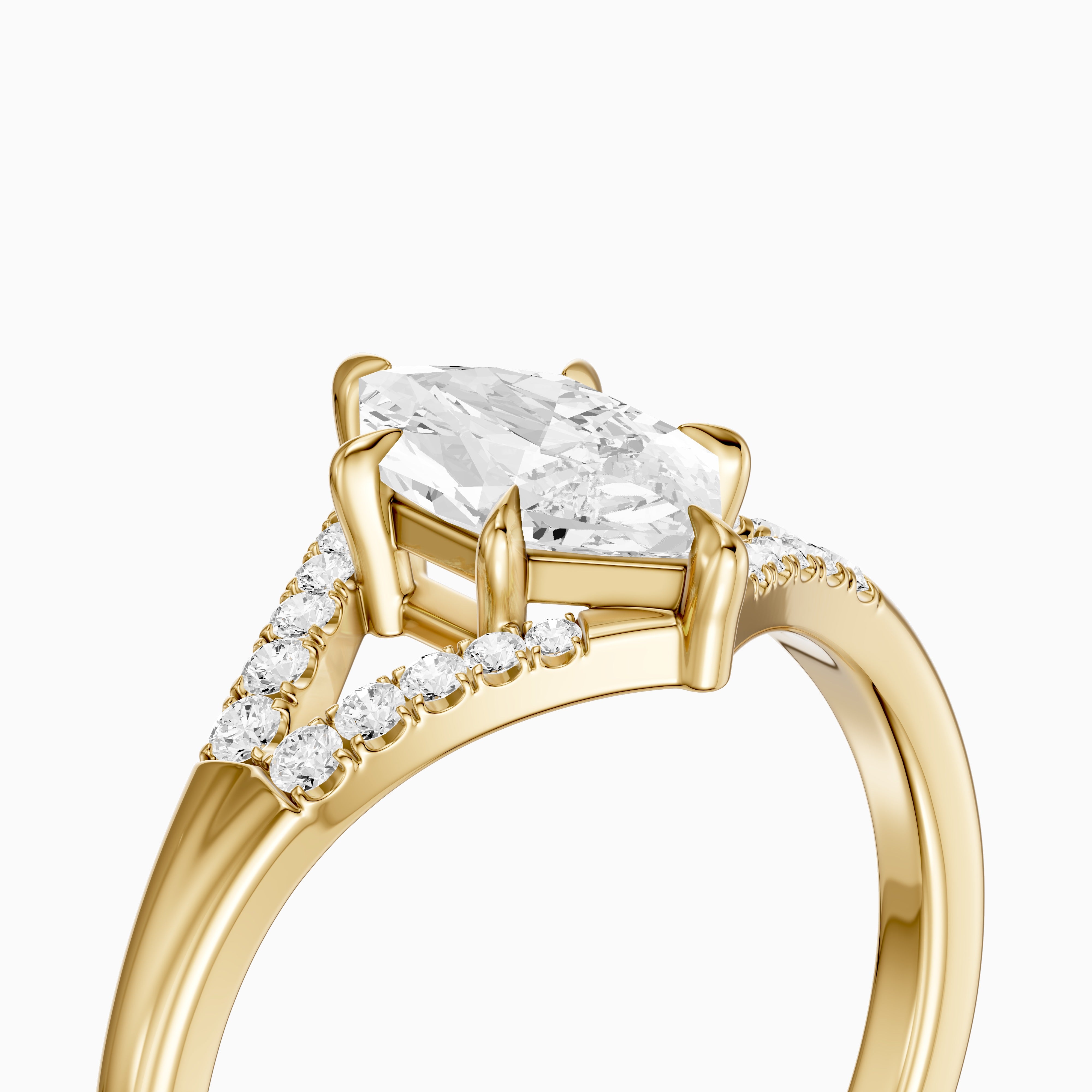 Natercia Dutch Marquise Lab Grown Diamond Pave Split Shank Engagement Ring