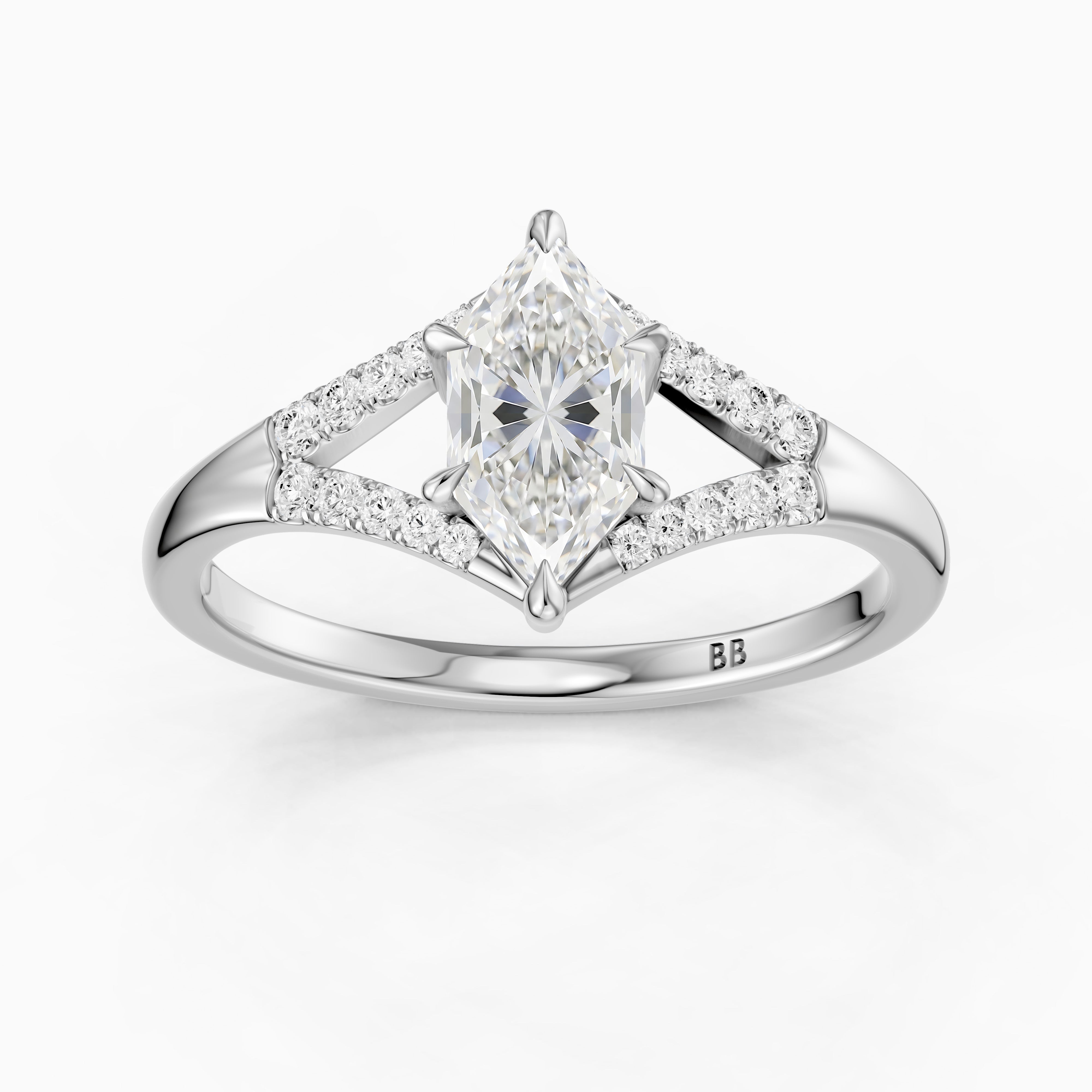 Natercia Dutch Marquise Lab Grown Diamond Pave Split Shank Engagement Ring