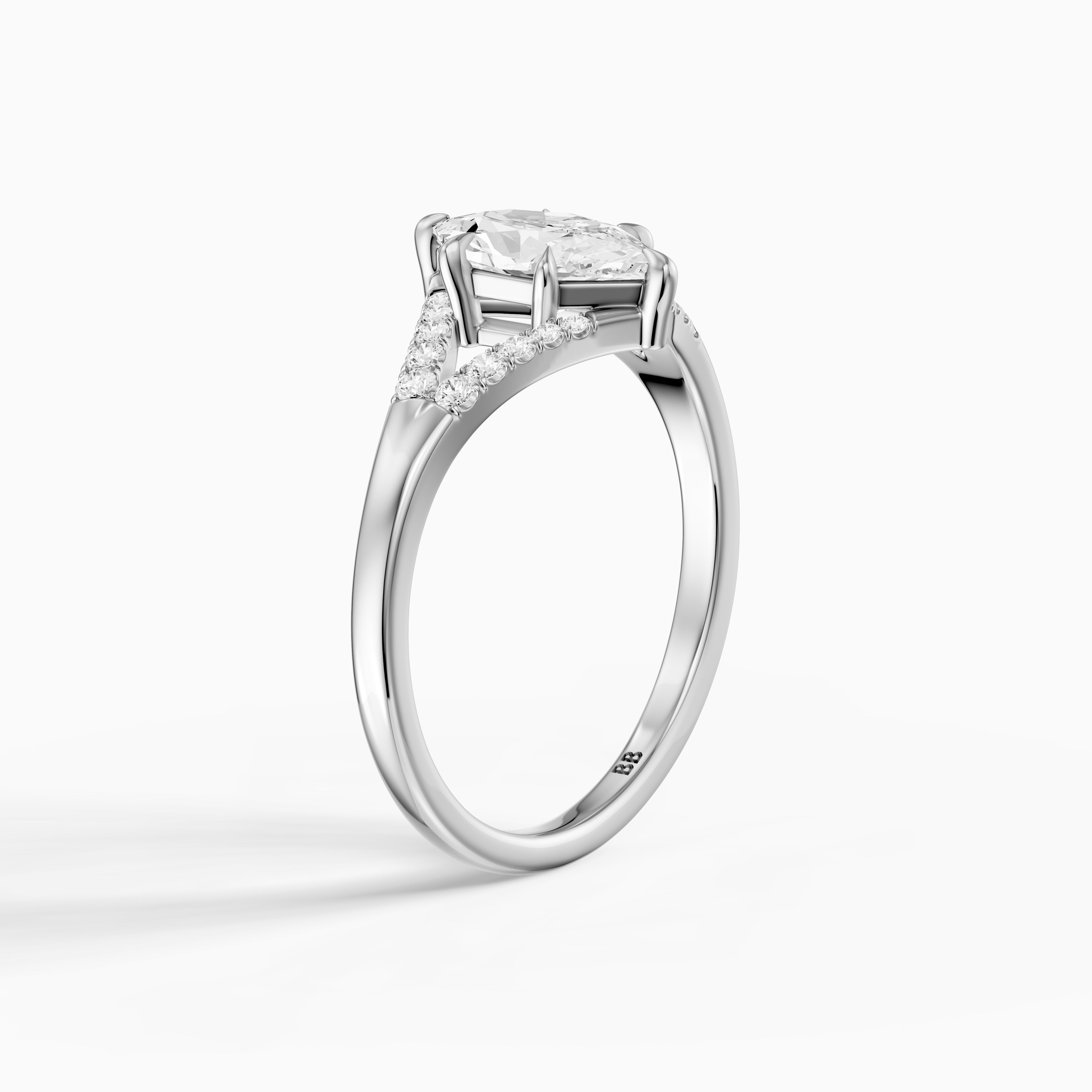 Natercia Dutch Marquise Lab Grown Diamond Pave Split Shank Engagement Ring