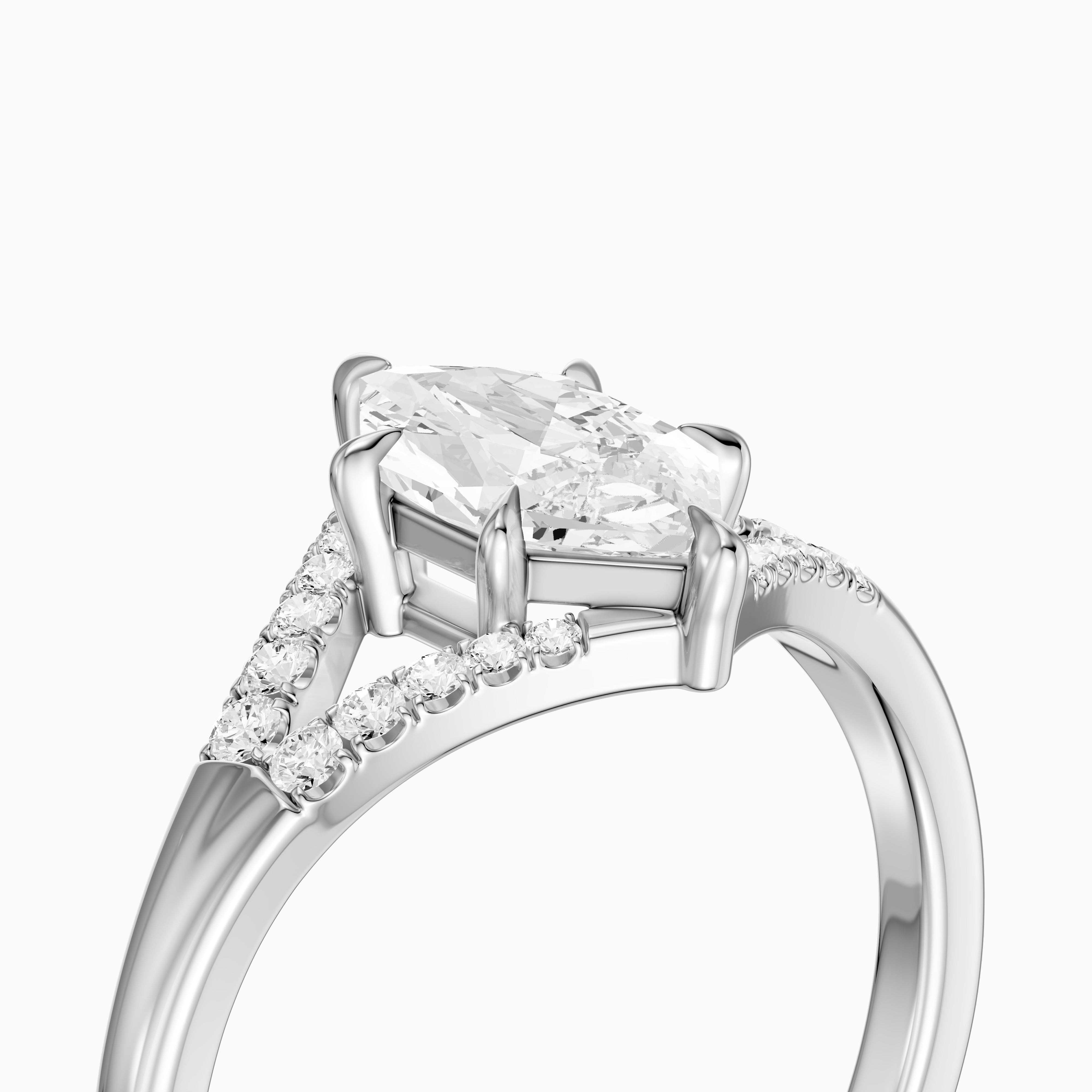 Natercia Dutch Marquise Lab Grown Diamond Pave Split Shank Engagement Ring