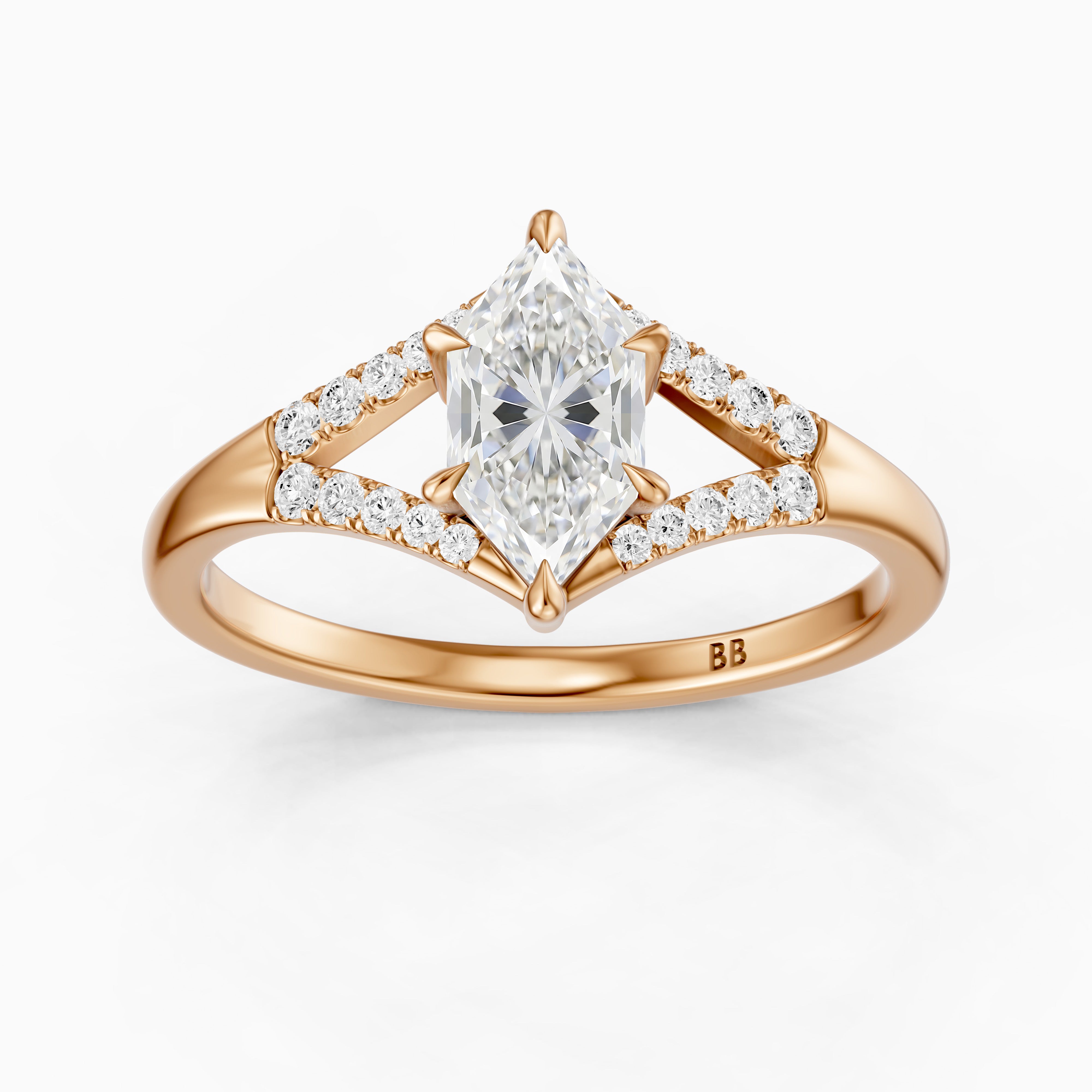 Natercia Dutch Marquise Lab Grown Diamond Pave Split Shank Engagement Ring