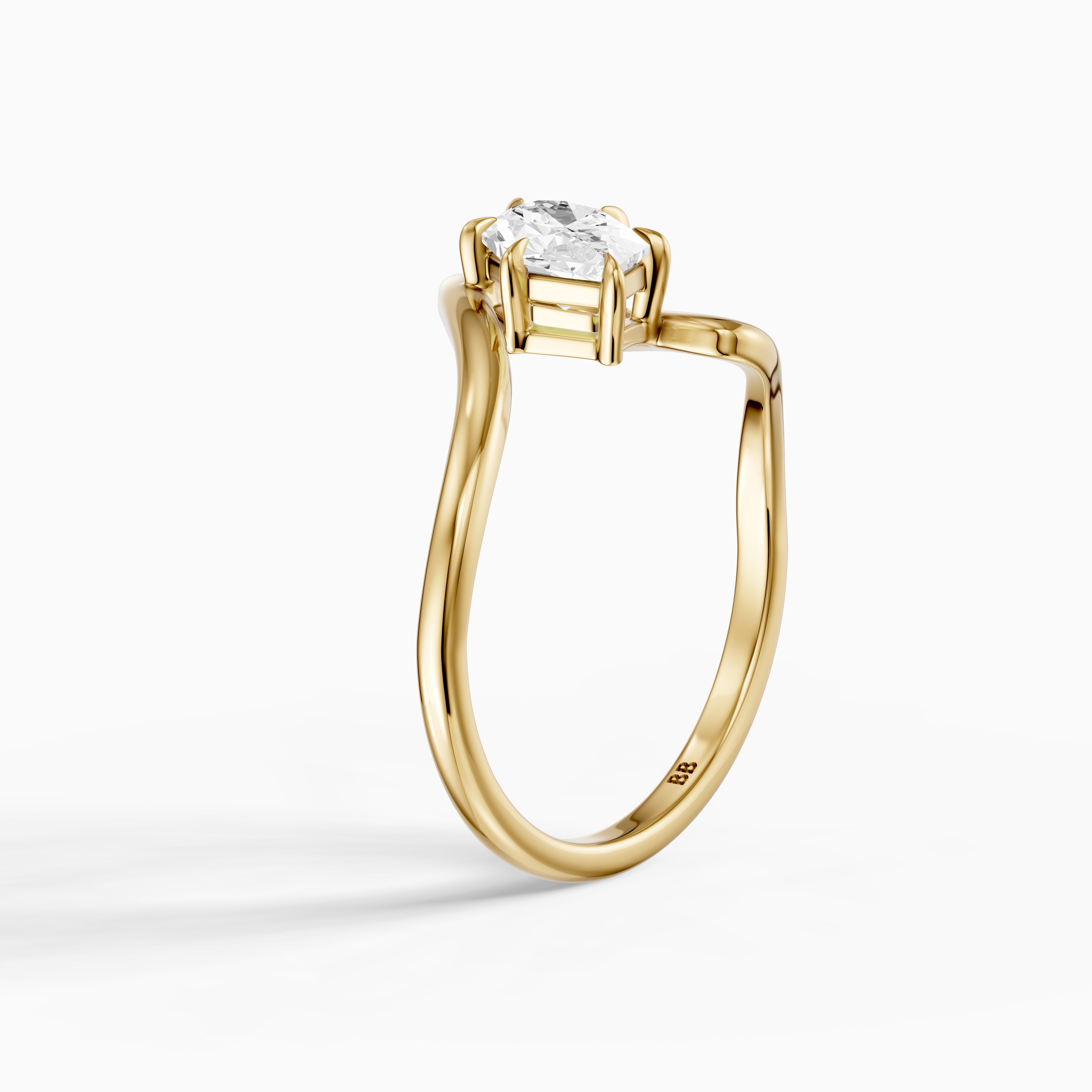 Regina Dutch Marquise Moissanite Diamond Bypass Wave Solitaire Ring