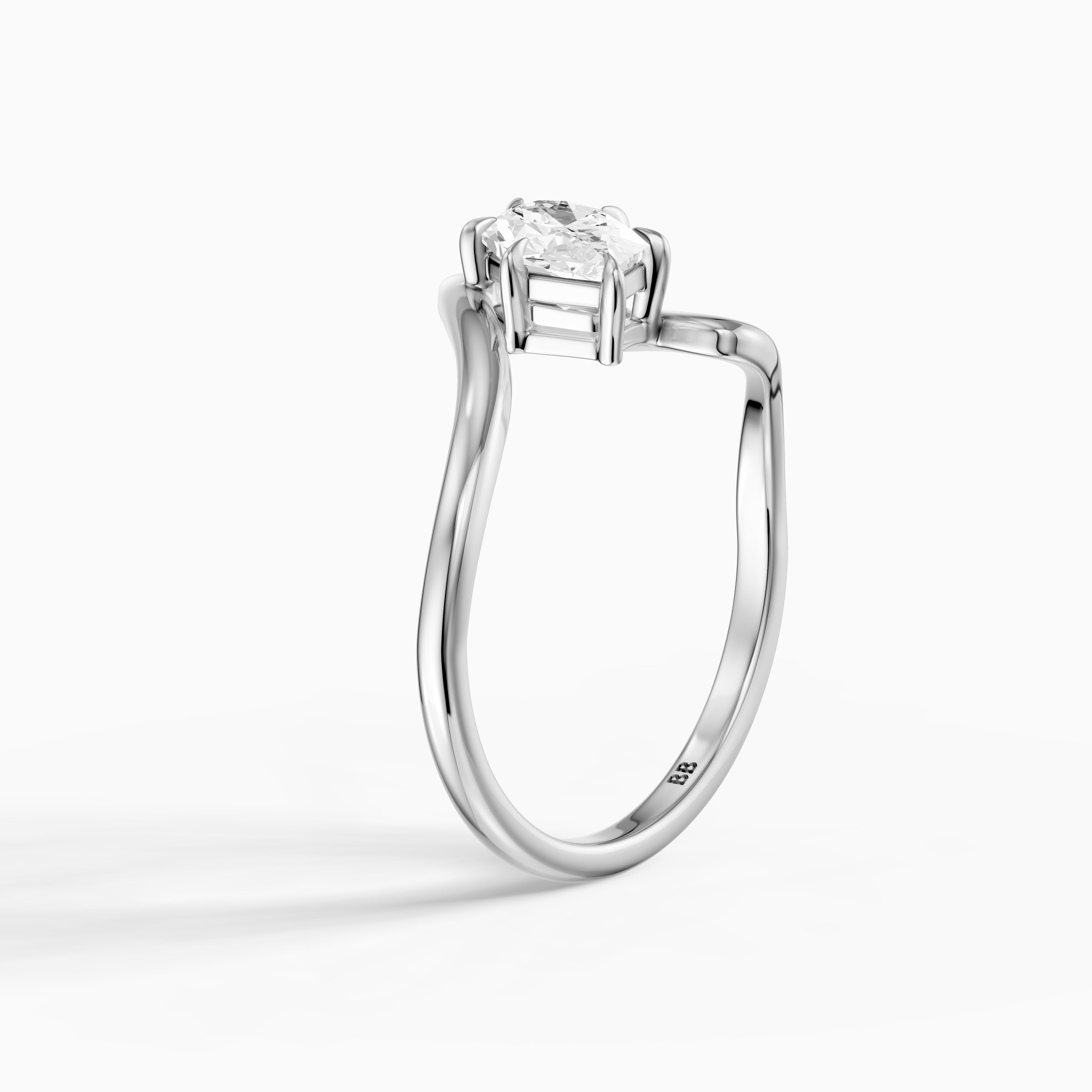 Regina Dutch Marquise Moissanite Diamond Bypass Wave Solitaire Ring