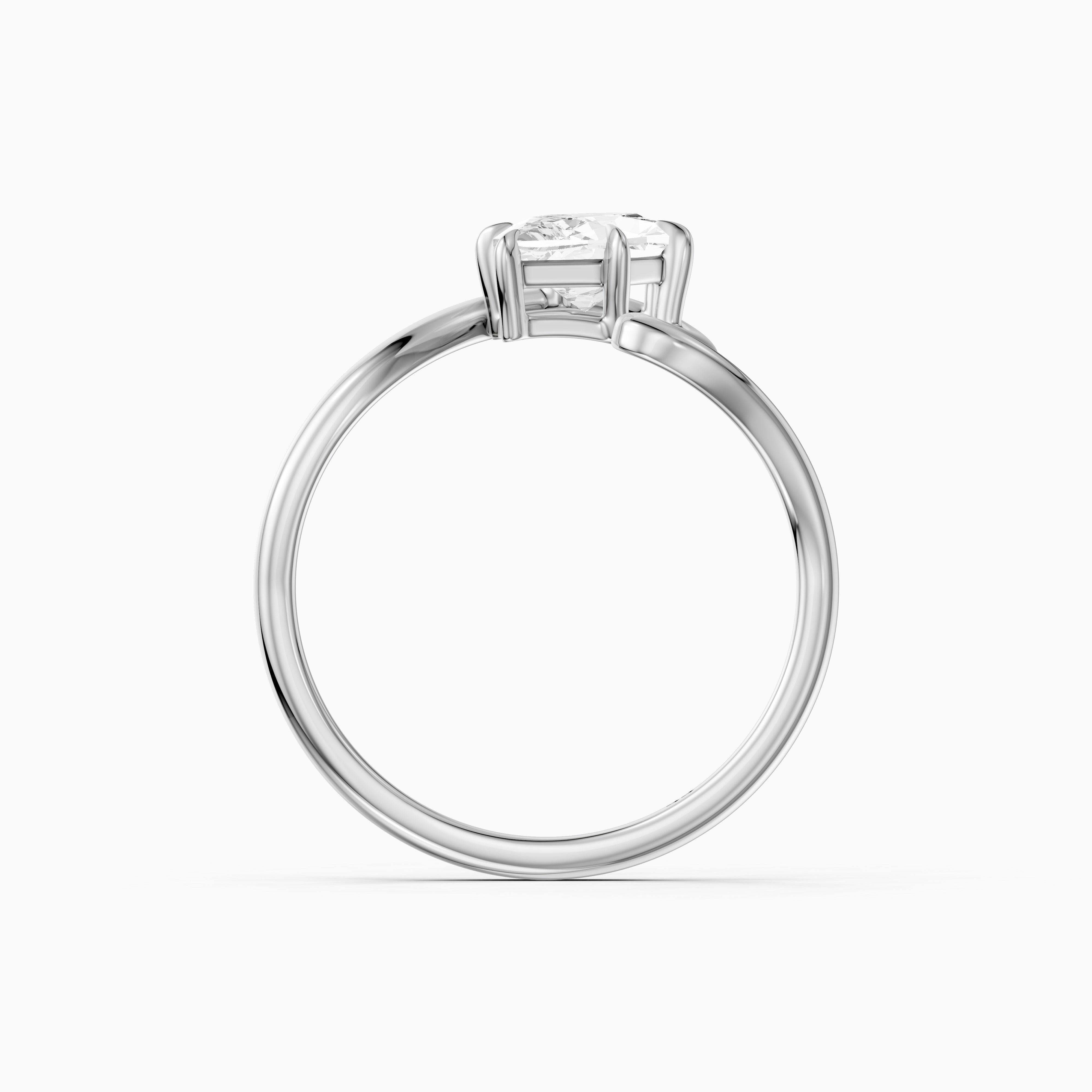 Regina Dutch Marquise Moissanite Diamond Bypass Wave Solitaire Ring