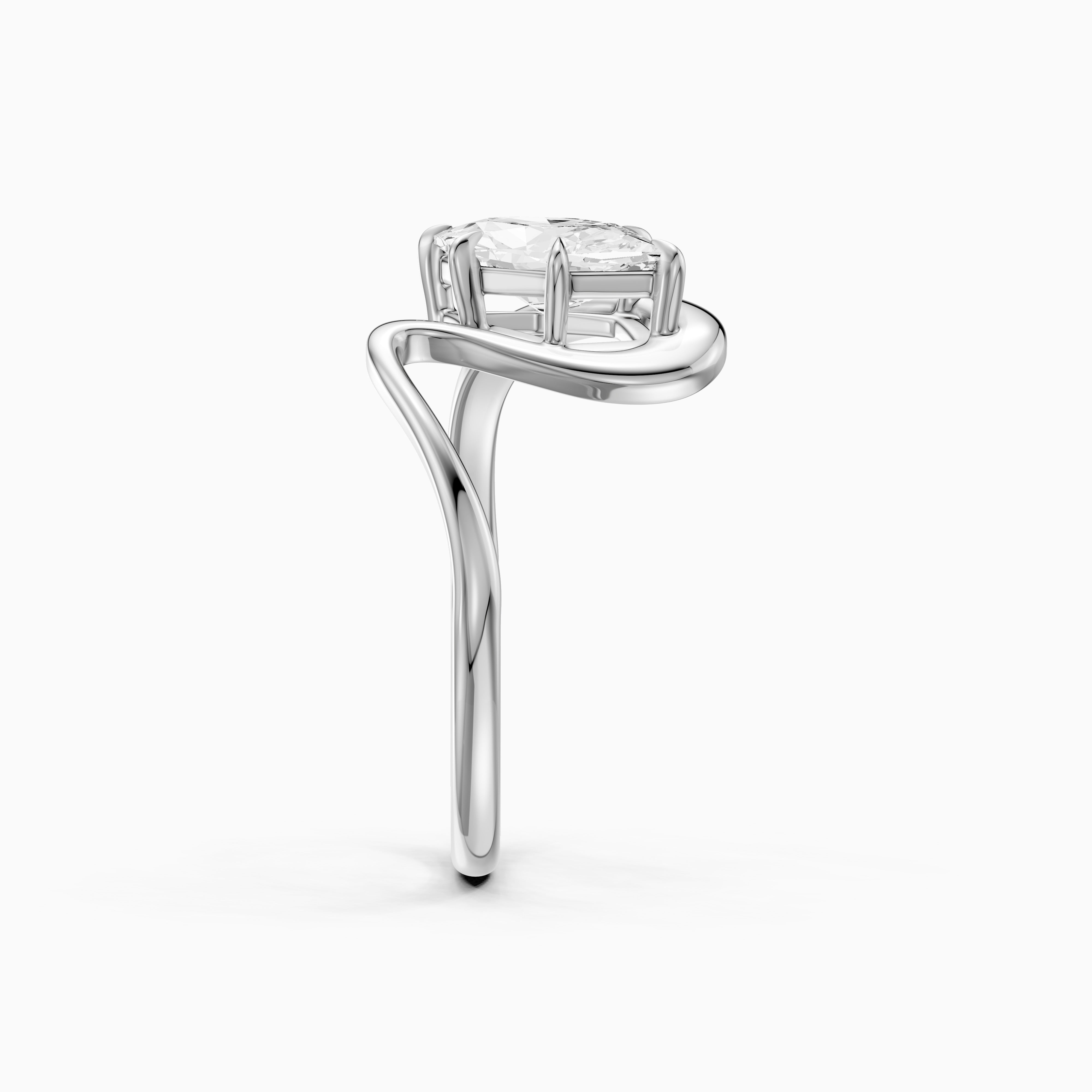 Regina Dutch Marquise Moissanite Diamond Bypass Wave Solitaire Ring