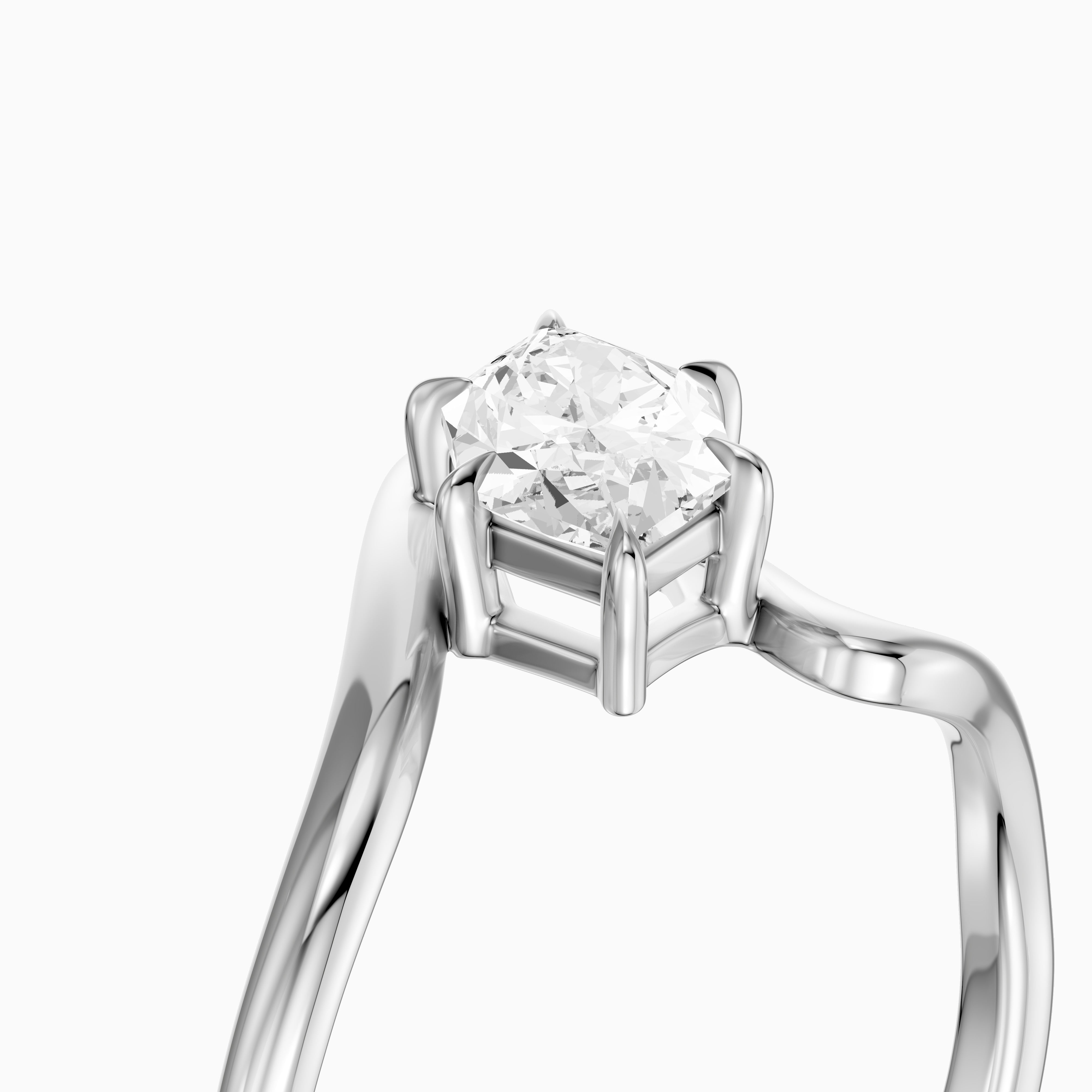 Regina Dutch Marquise Moissanite Diamond Bypass Wave Solitaire Ring
