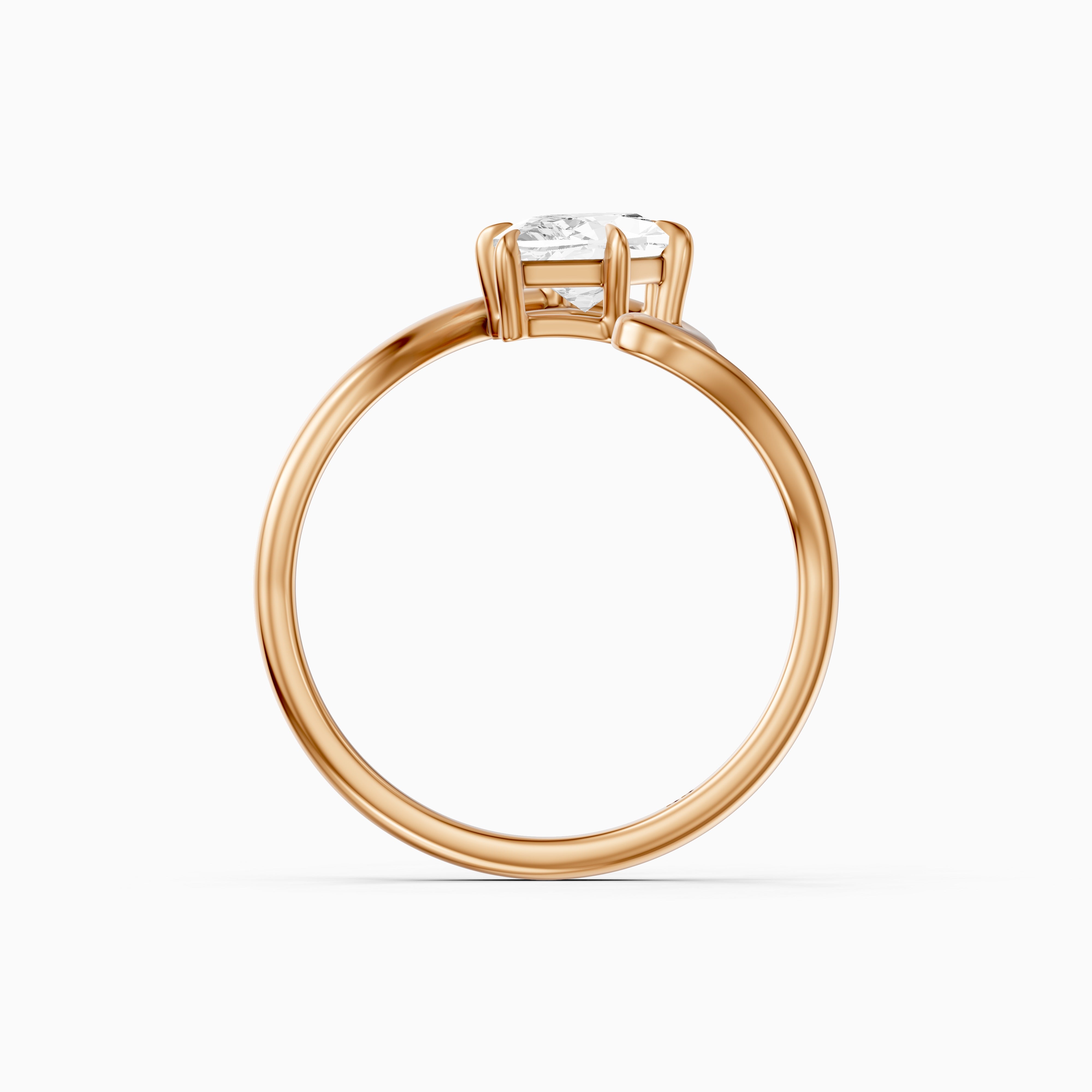 Regina Dutch Marquise Moissanite Diamond Bypass Wave Solitaire Ring