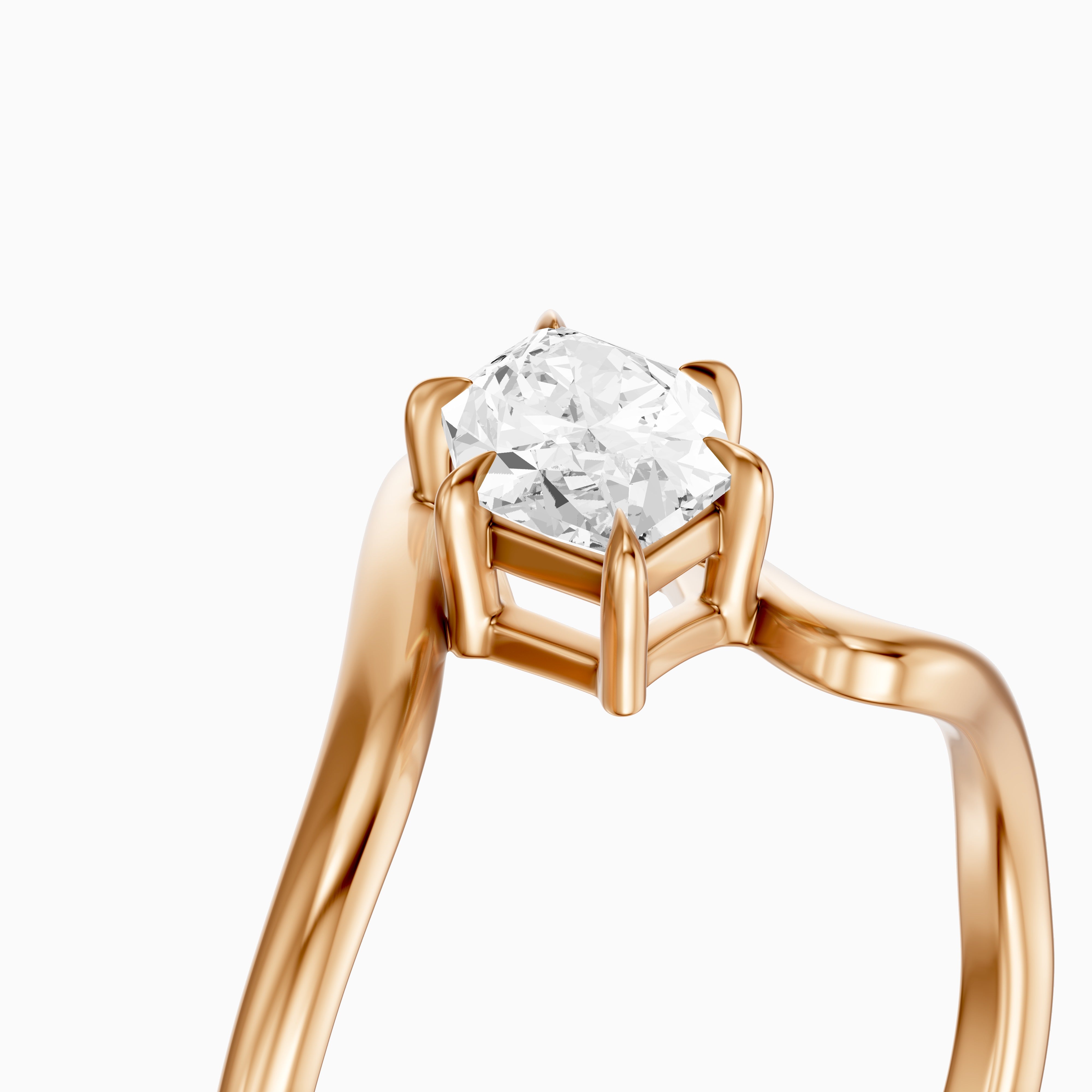 Regina Dutch Marquise Moissanite Diamond Bypass Wave Solitaire Ring