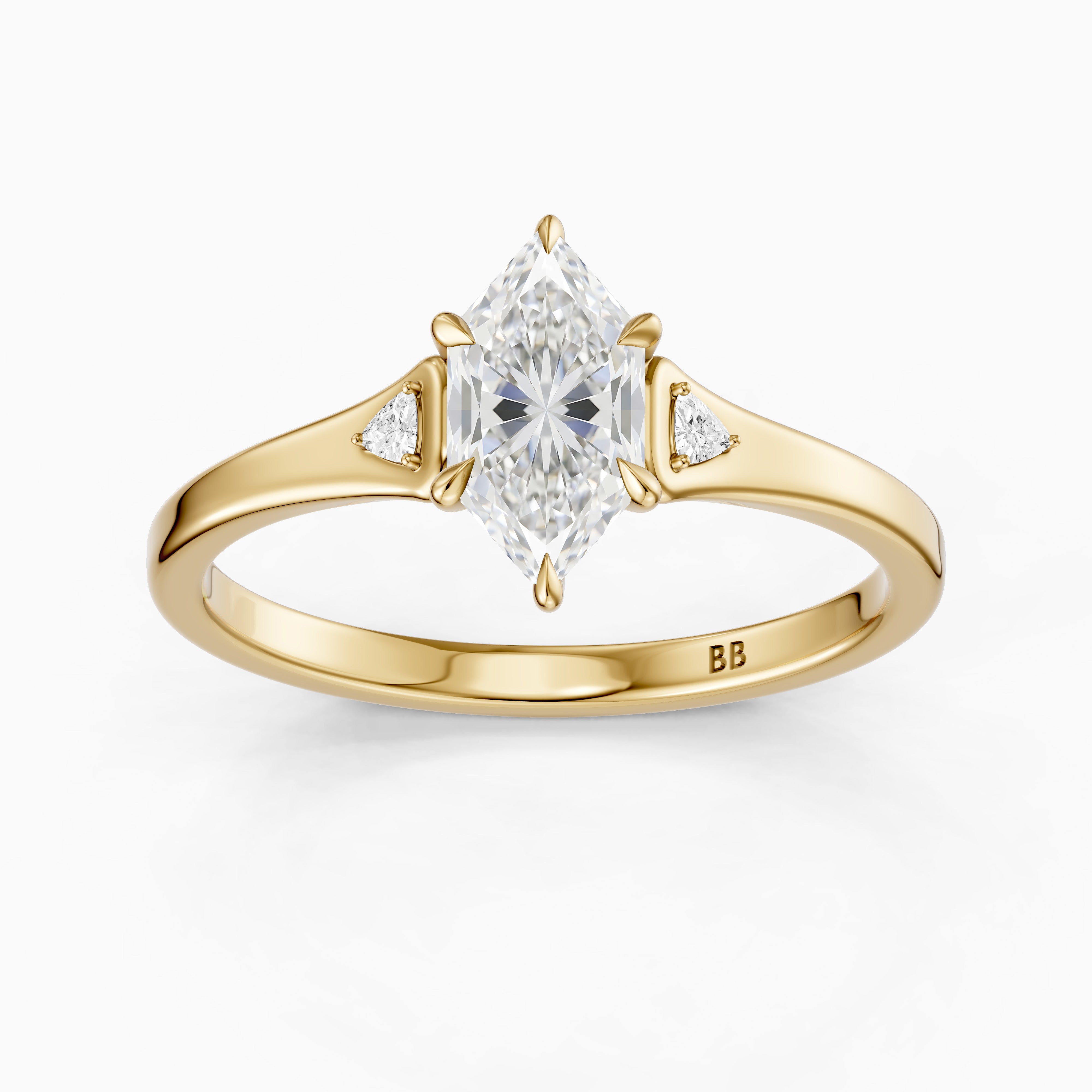 Zelia Dutch Marquise Lab Grown Diamond Ring with Trillion Side Stones