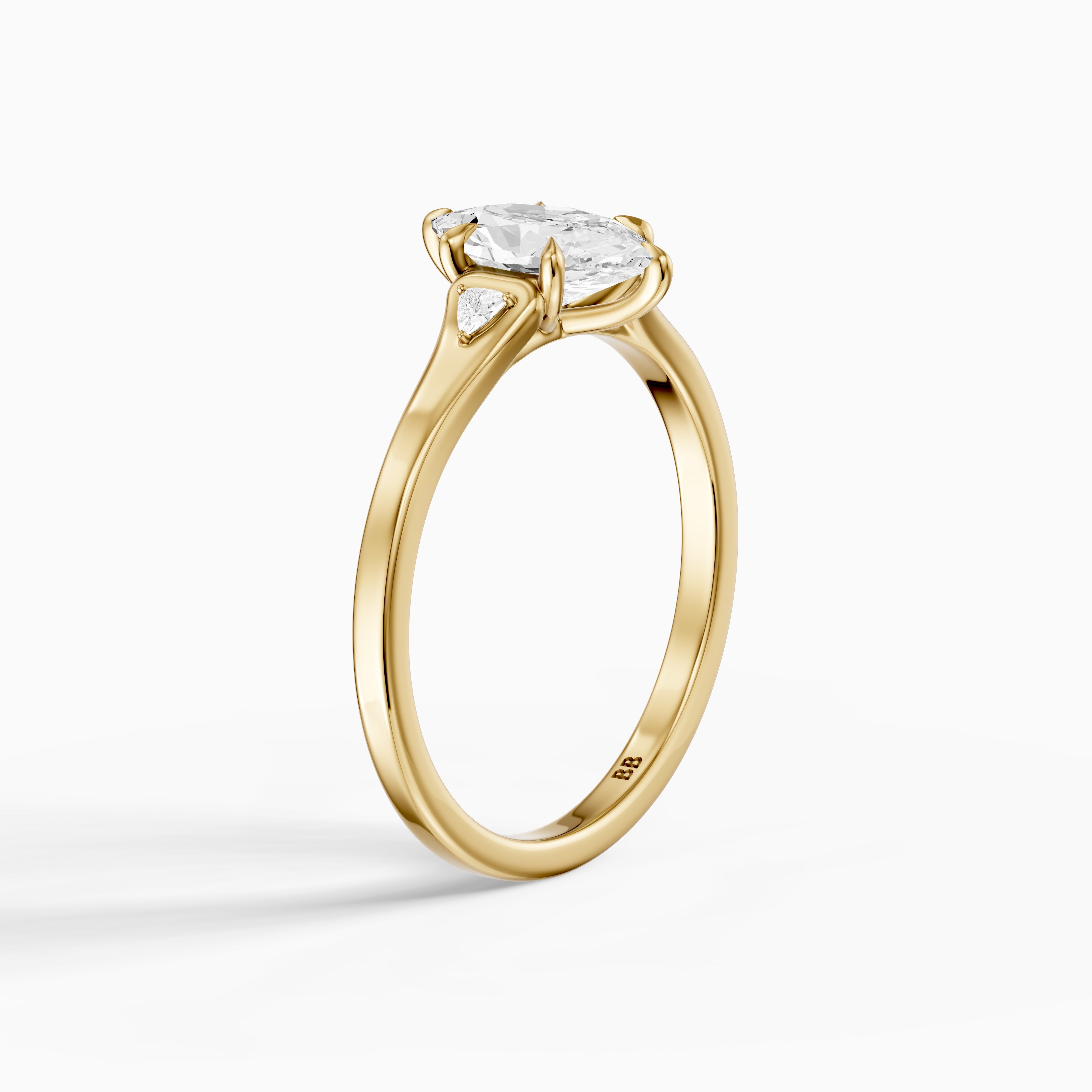 Zelia Dutch Marquise Lab Grown Diamond Ring with Trillion Side Stones