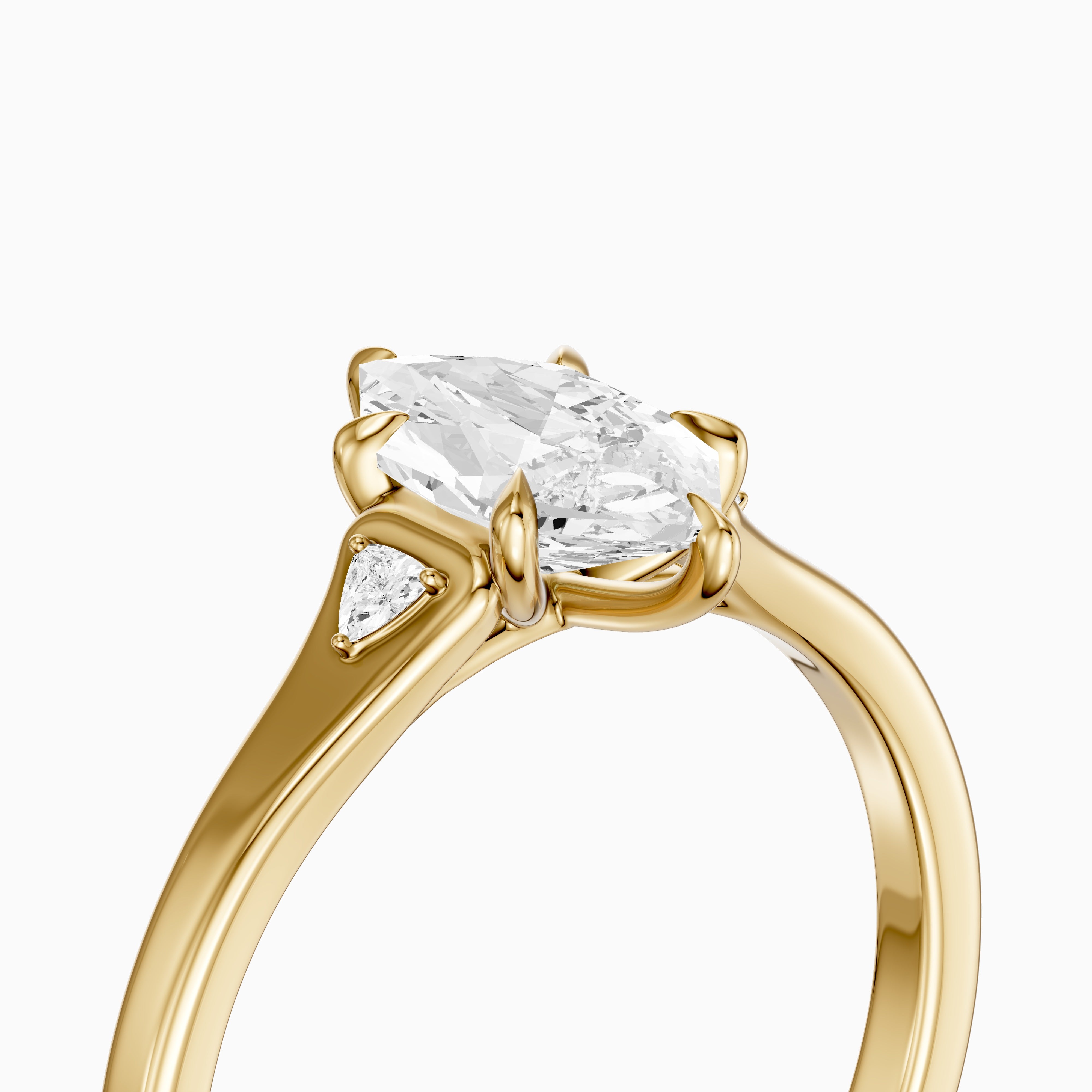 Zelia Dutch Marquise Lab Grown Diamond Ring with Trillion Side Stones