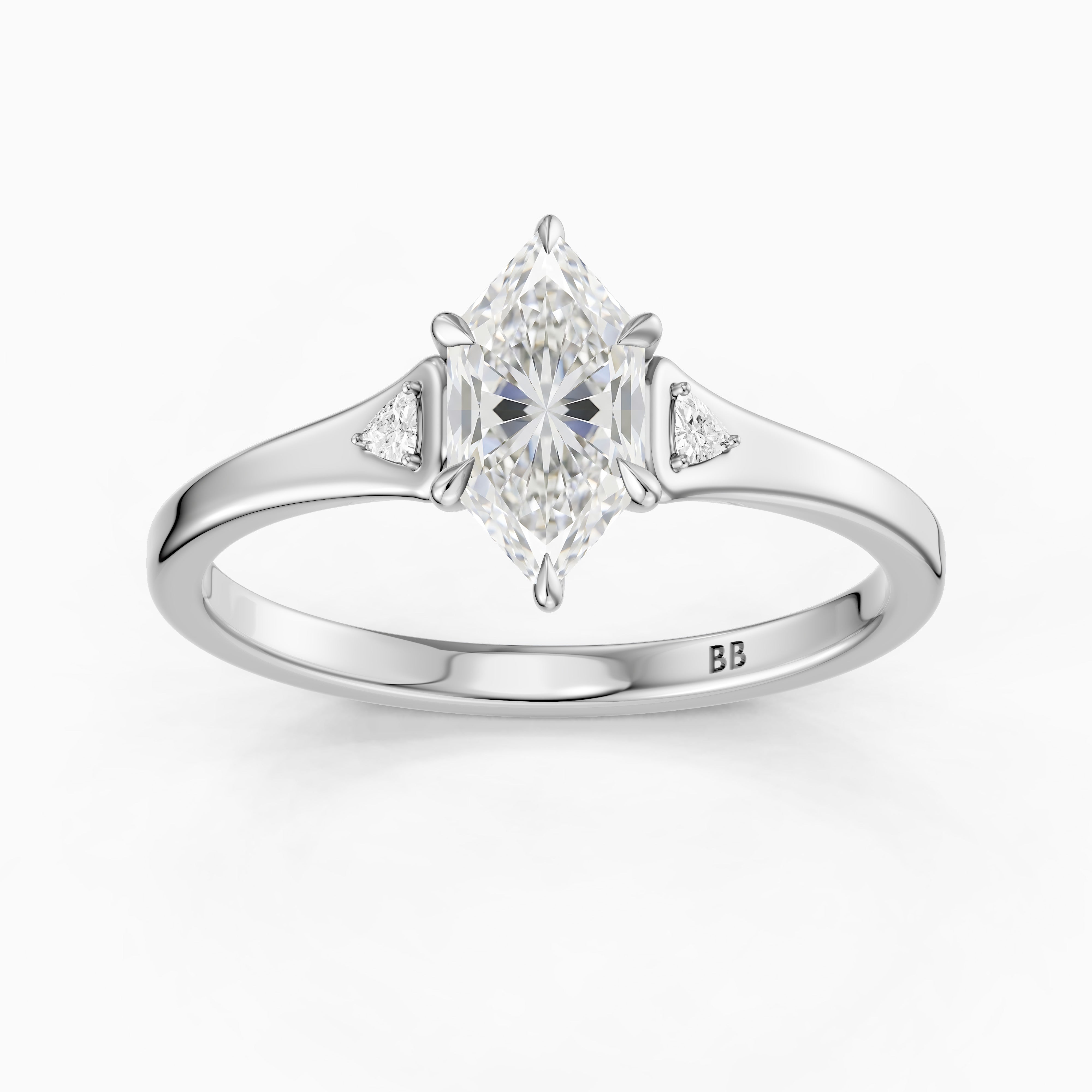 Zelia Dutch Marquise Lab Grown Diamond Ring with Trillion Side Stones