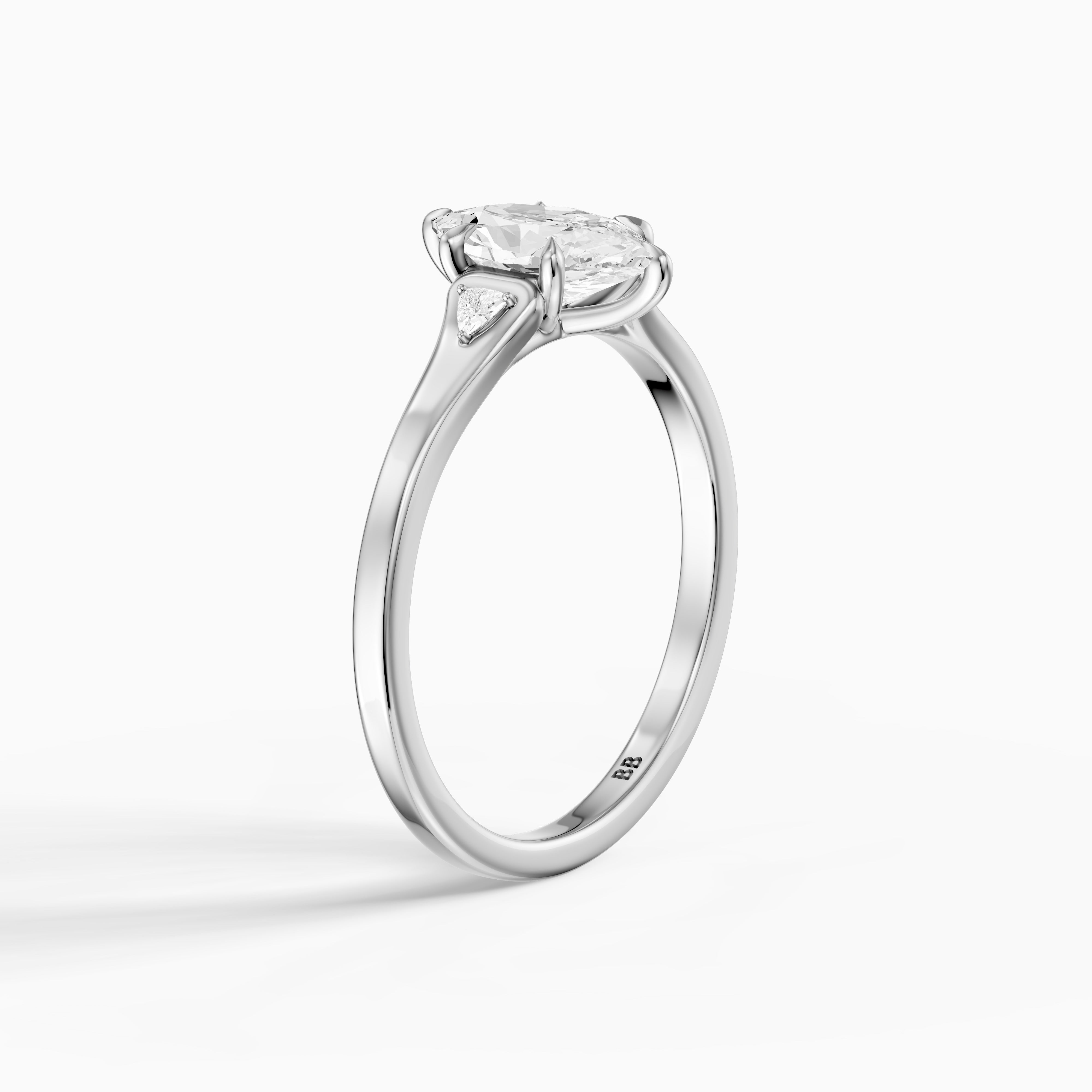 Zelia Dutch Marquise Lab Grown Diamond Ring with Trillion Side Stones