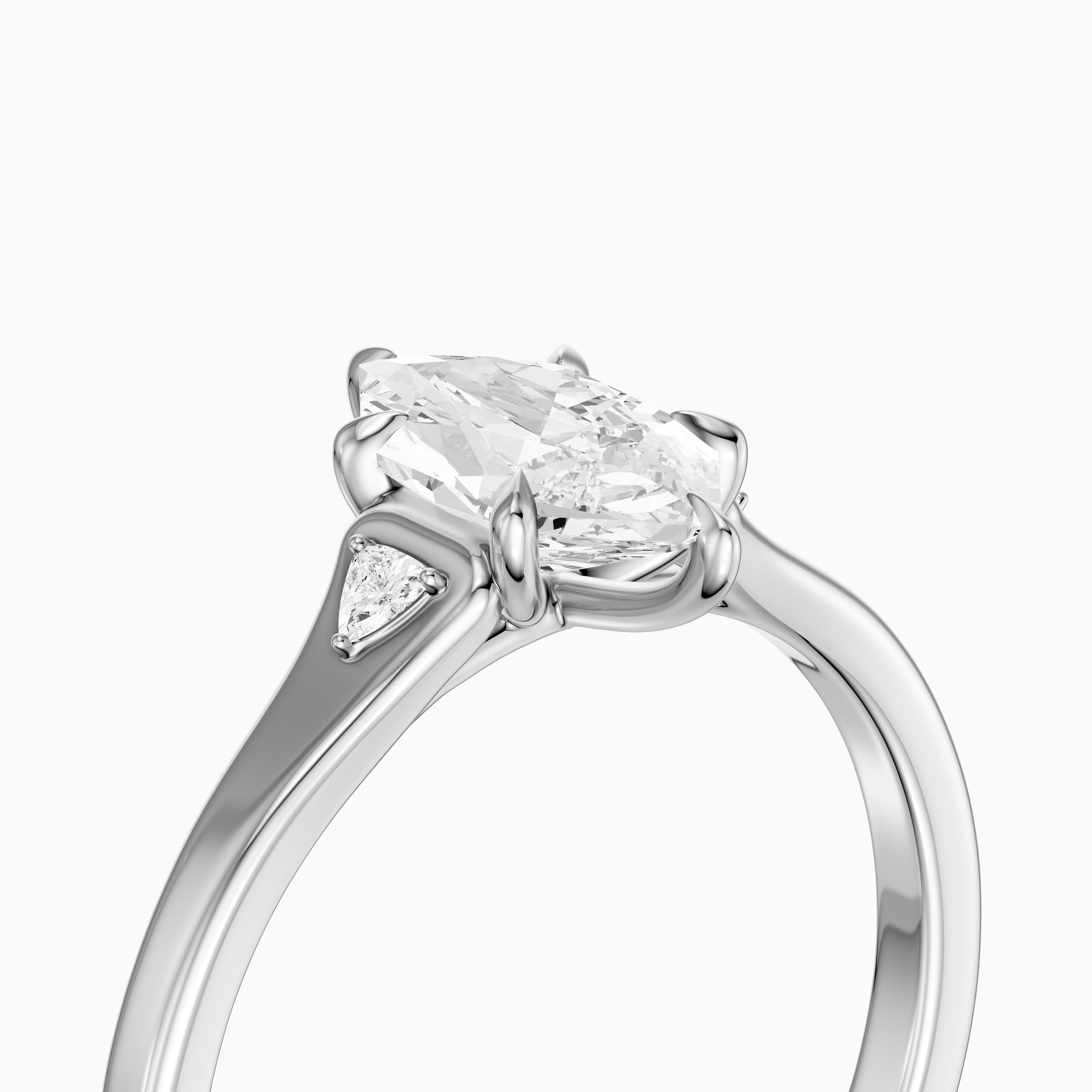 Zelia Dutch Marquise Lab Grown Diamond Ring with Trillion Side Stones