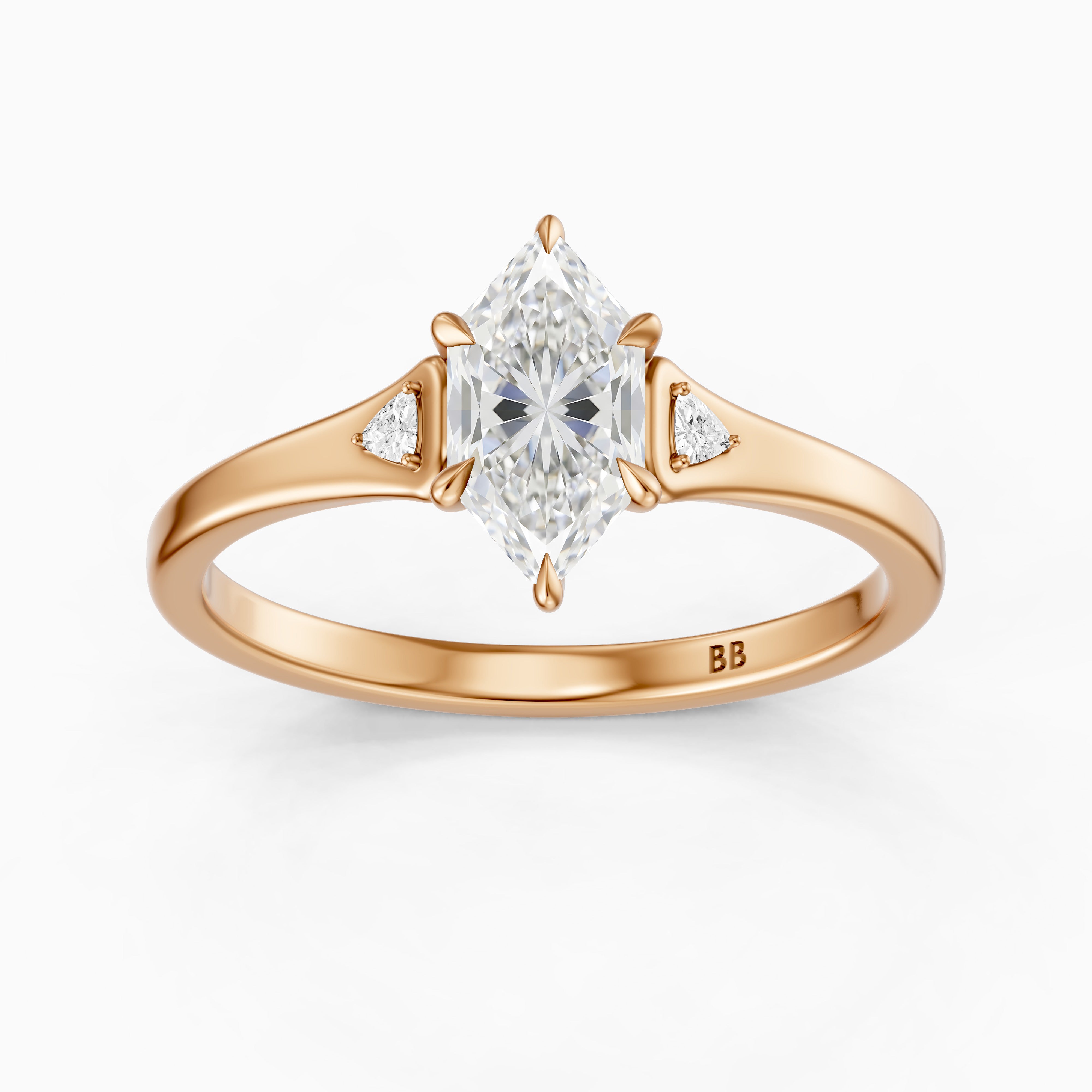 Zelia Dutch Marquise Lab Grown Diamond Ring with Trillion Side Stones