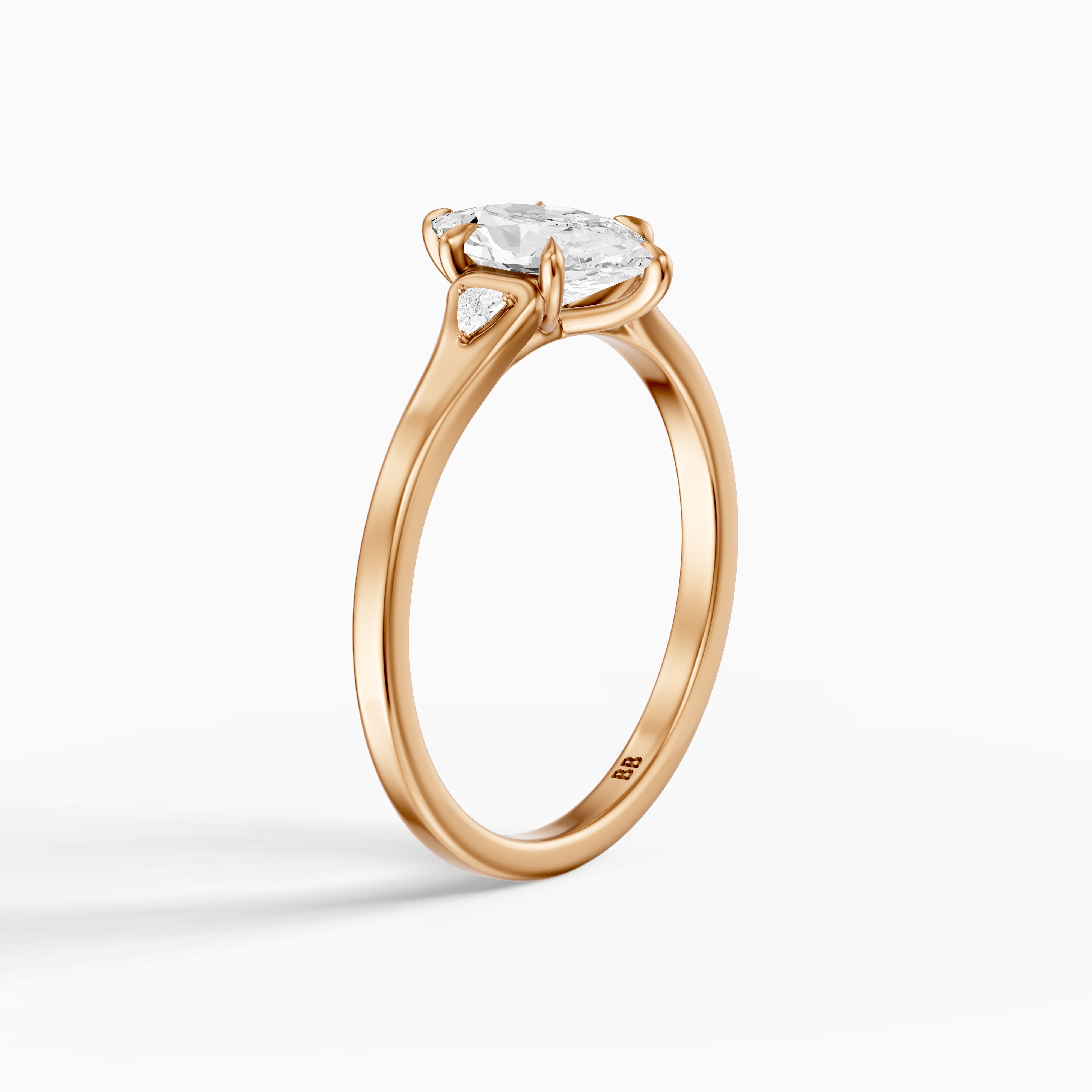 Zelia Dutch Marquise Lab Grown Diamond Ring with Trillion Side Stones