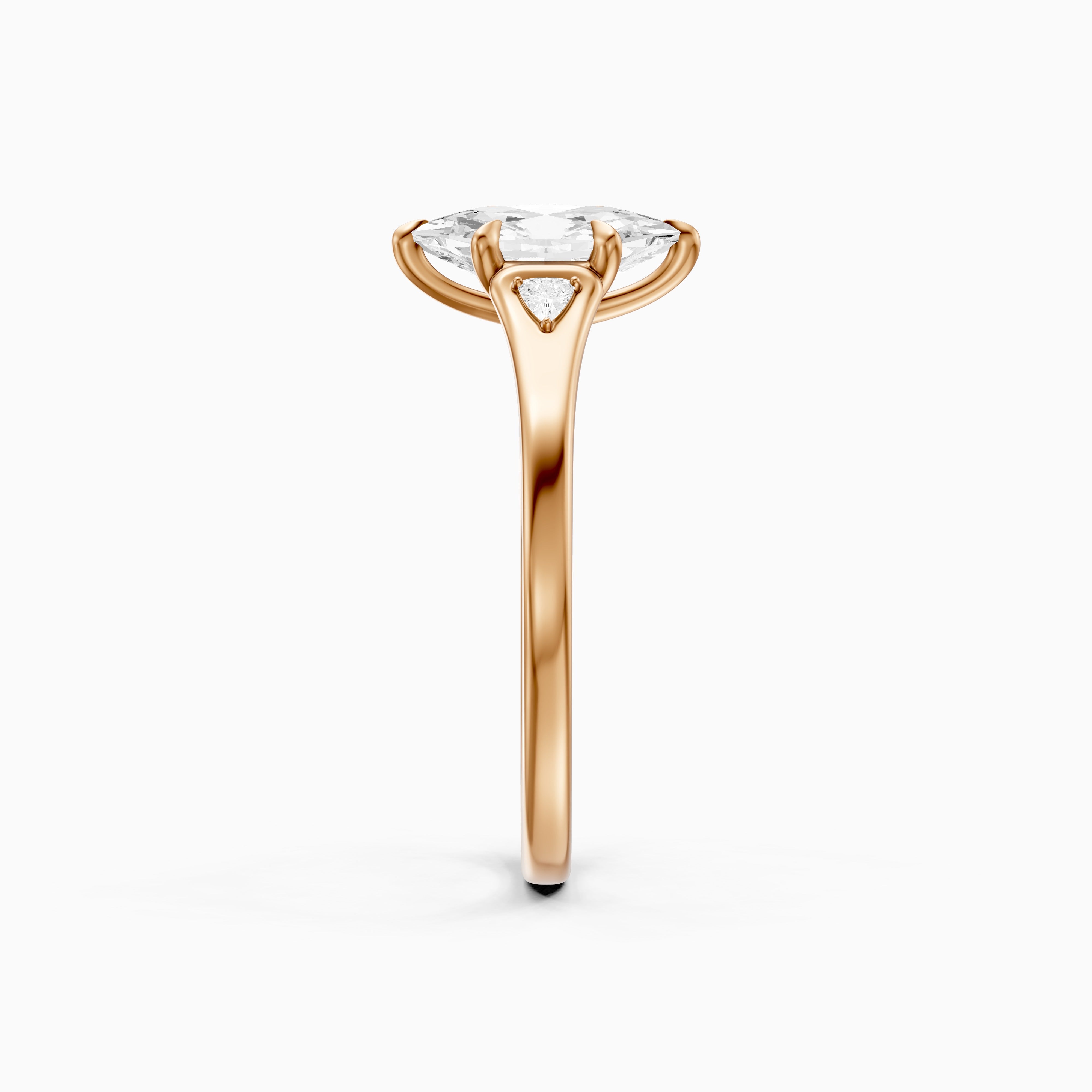 Zelia Dutch Marquise Lab Grown Diamond Ring with Trillion Side Stones