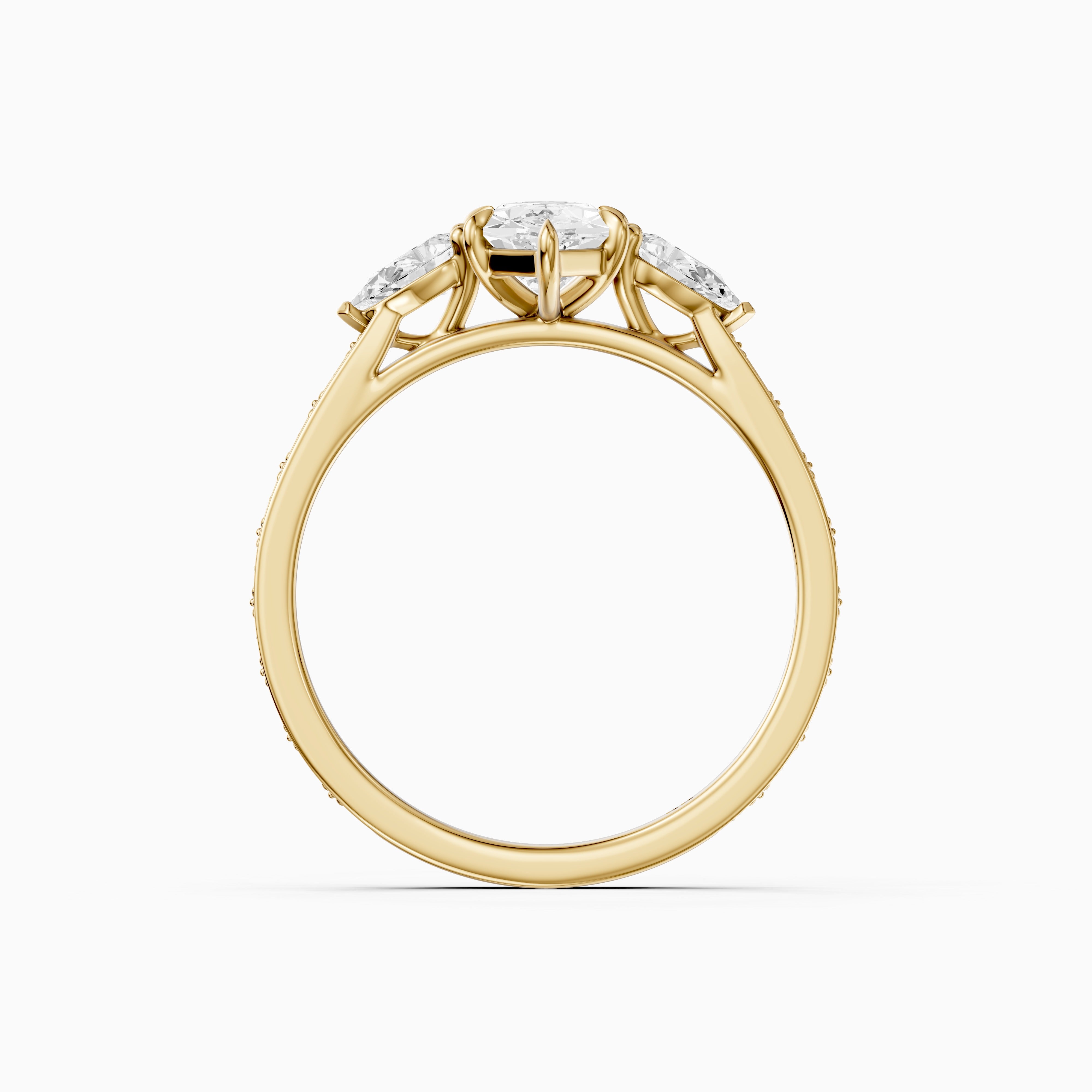 Alzira Dutch Marquise Cut Lab Grown Diamond Vintage Three Stone Ring