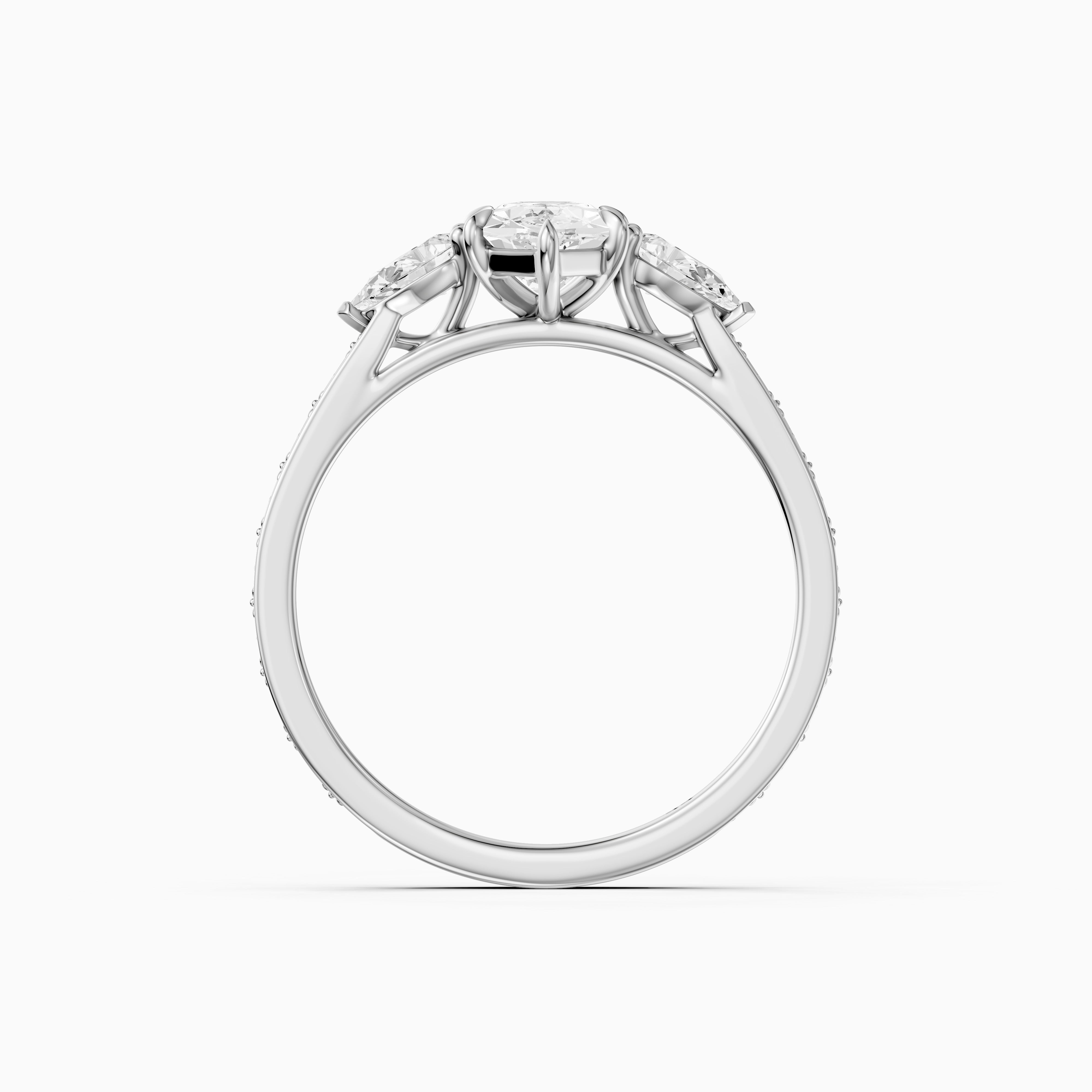 Alzira Dutch Marquise Cut Lab Grown Diamond Vintage Three Stone Ring
