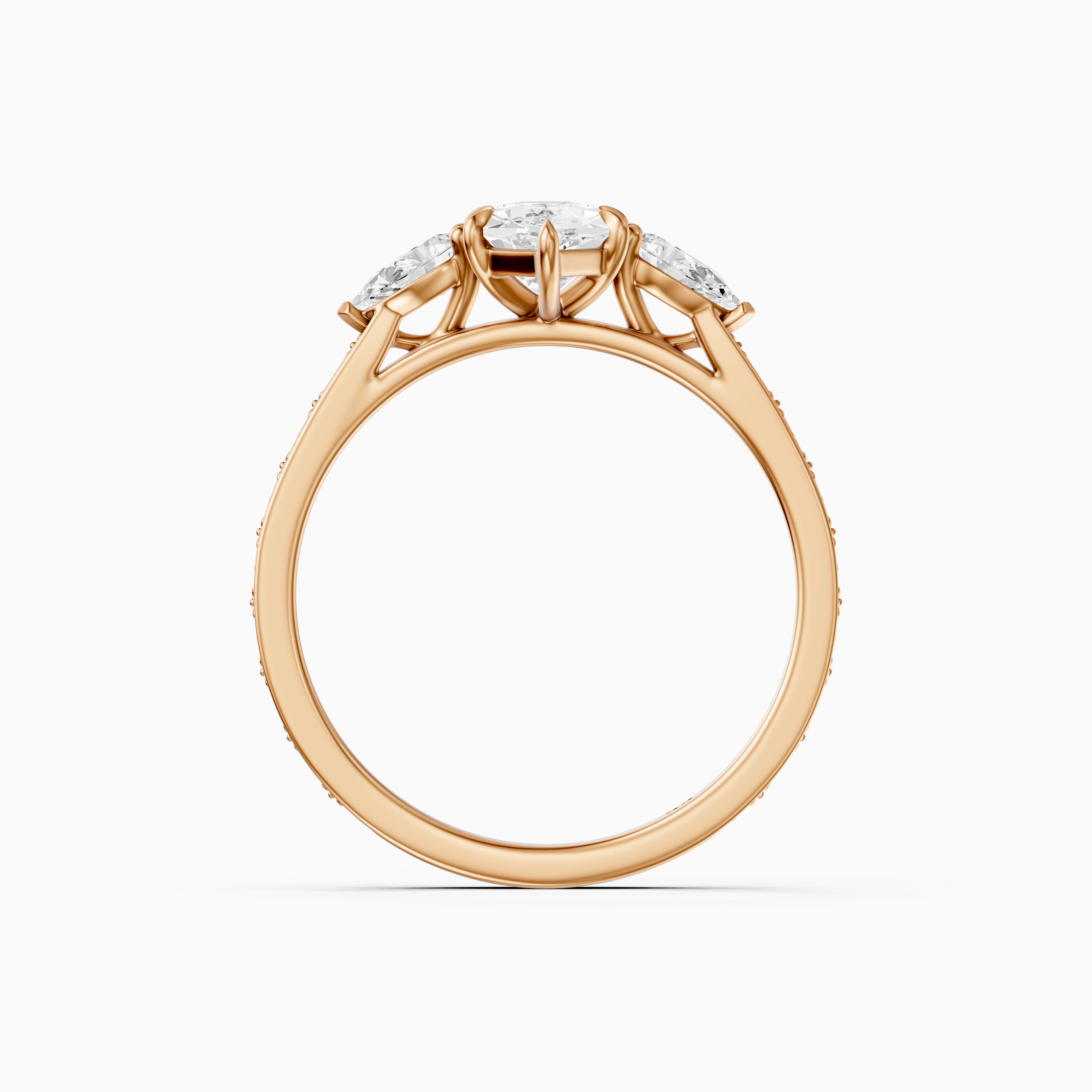 Alzira Dutch Marquise Cut Lab Grown Diamond Vintage Three Stone Ring