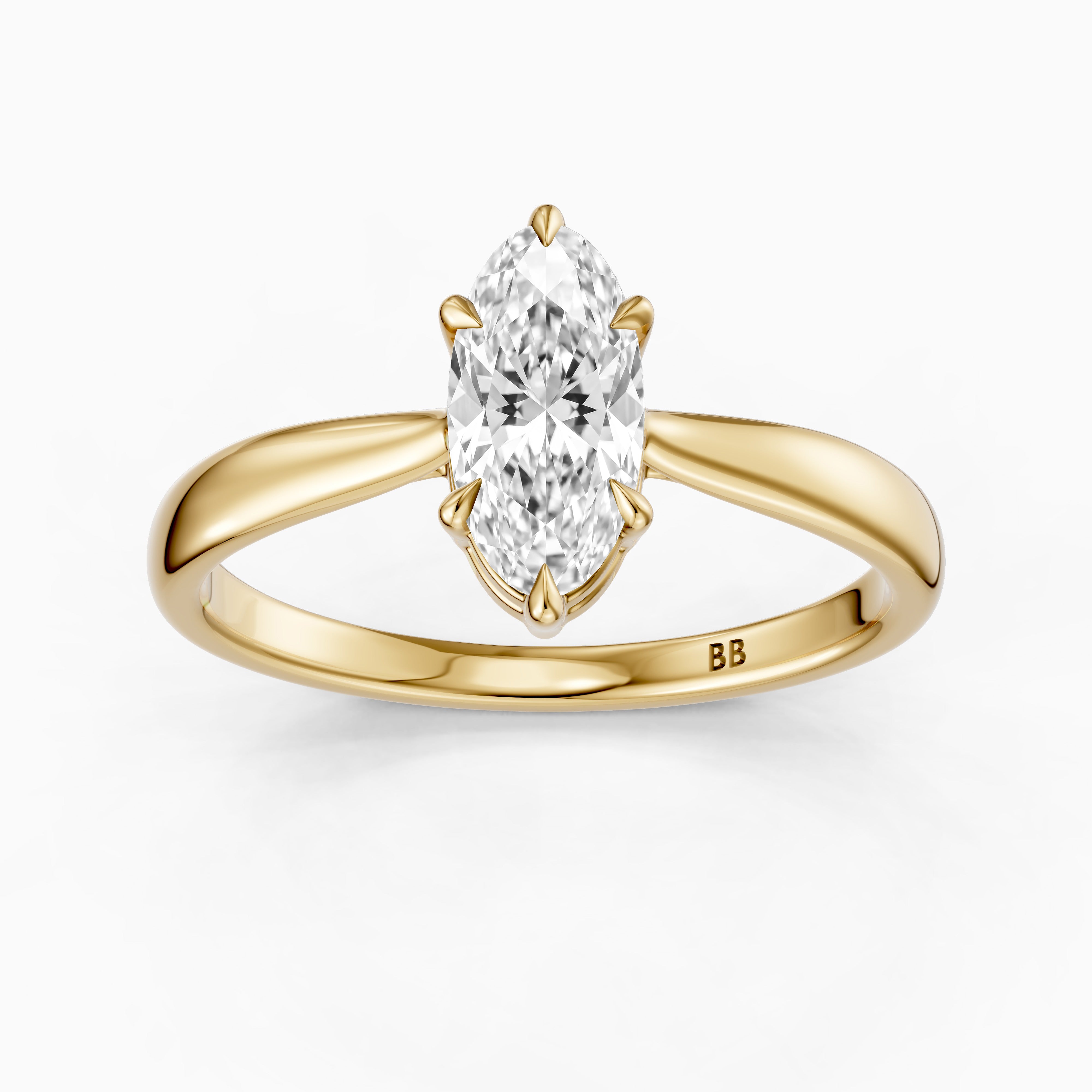 Mariela 6 Prong Setting Moval Moissanite Diamond Solitaire Ring