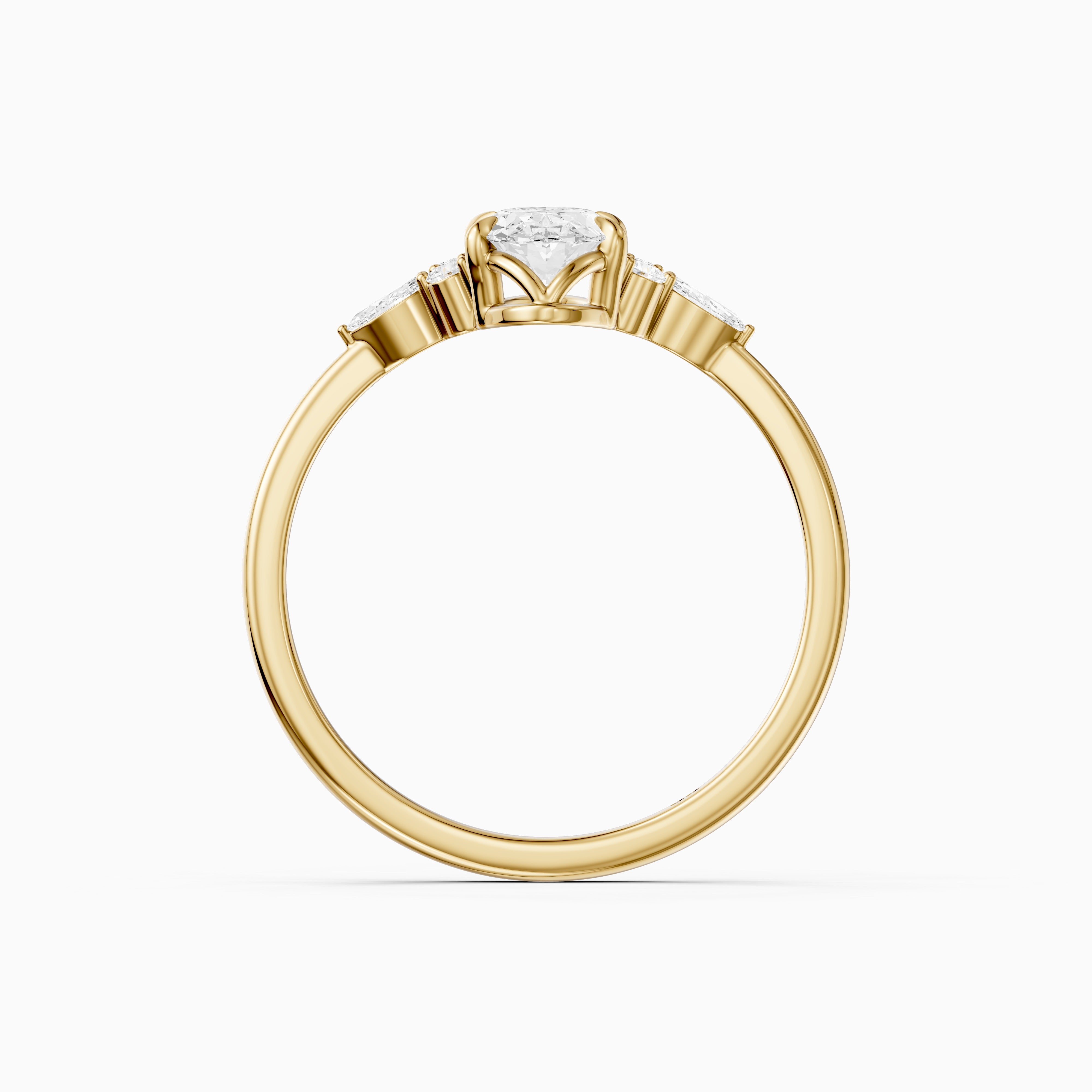 Estela Moval Moissanite Diamond Ring with Pear and Round Side Stones