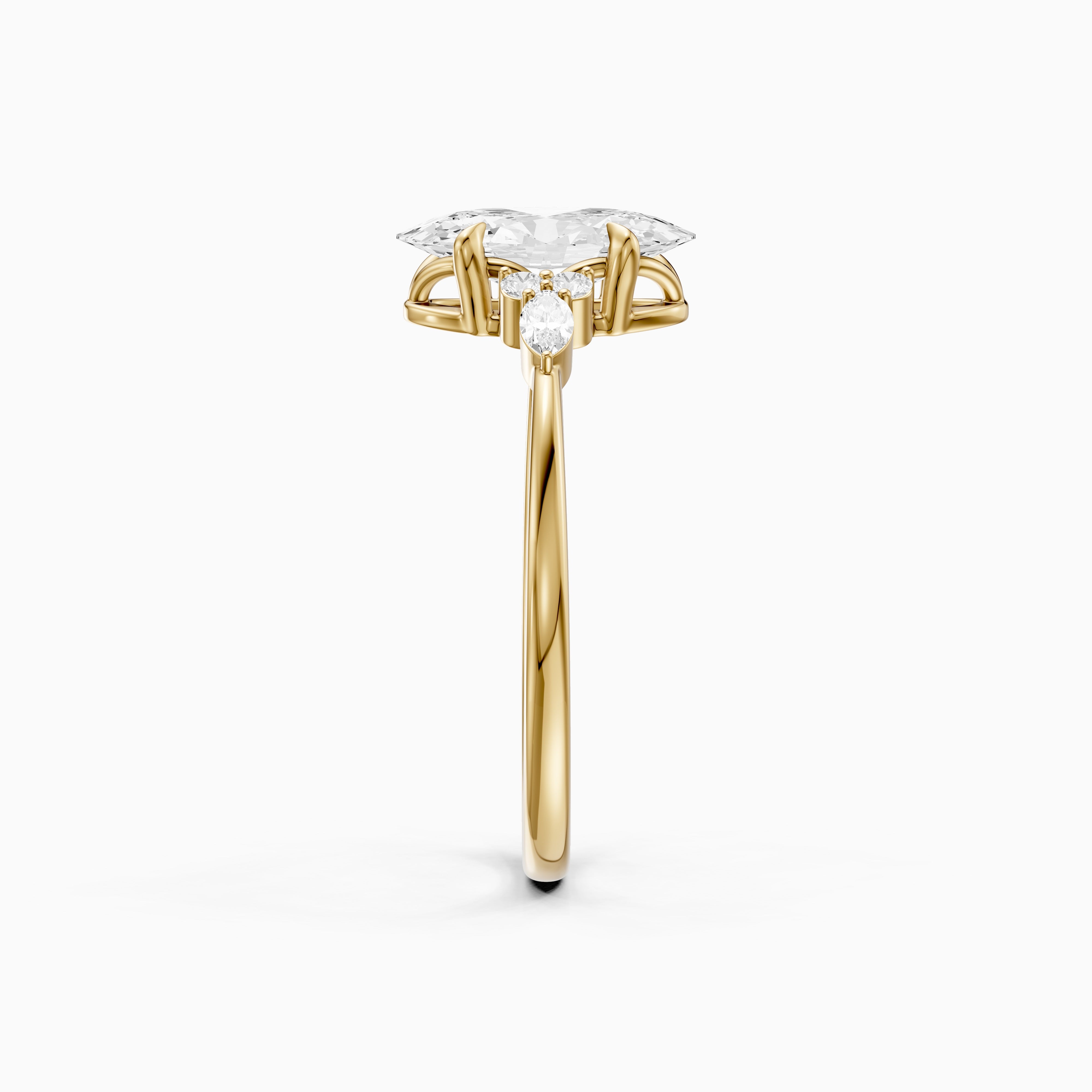 Estela Moval Moissanite Diamond Ring with Pear and Round Side Stones