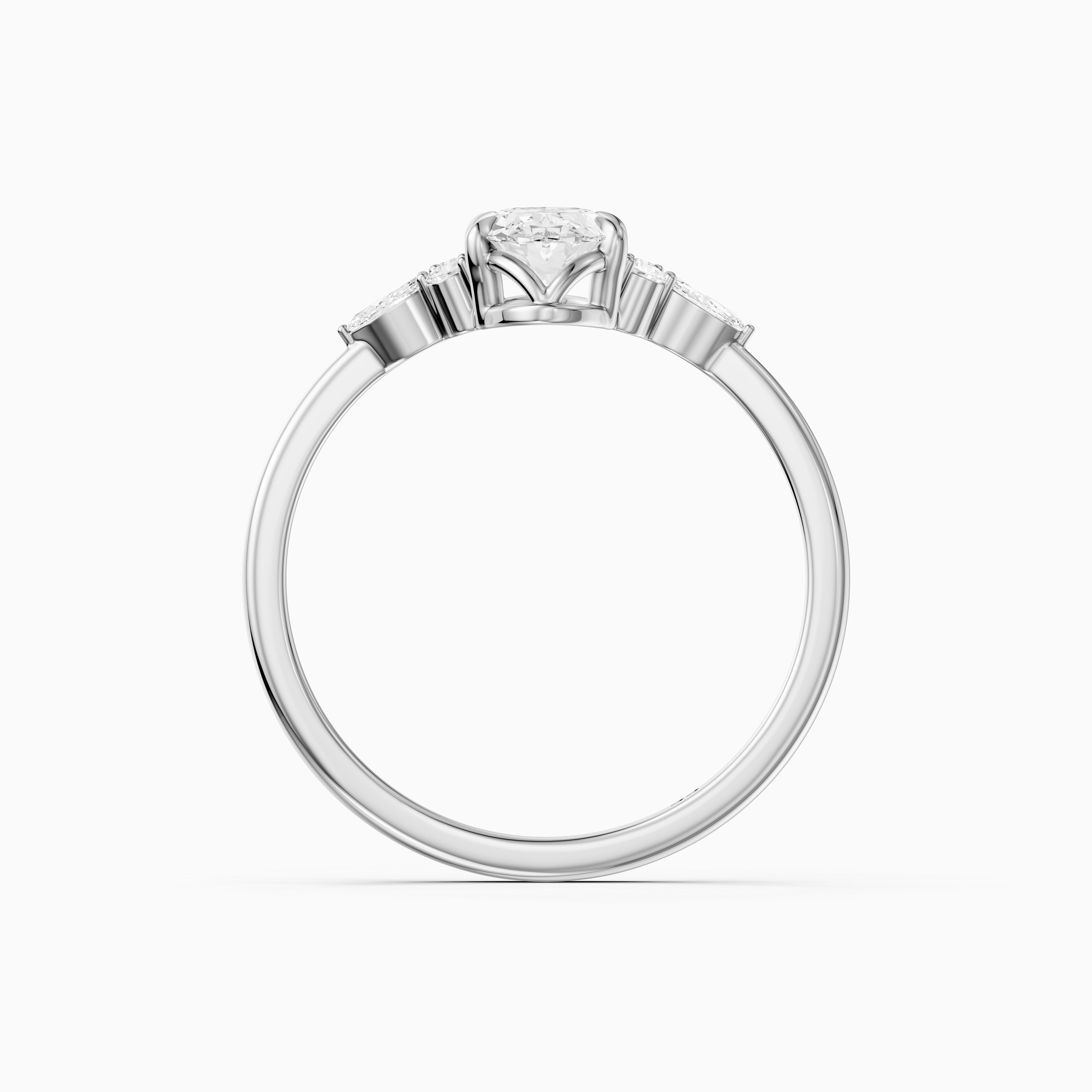 Estela Moval Moissanite Diamond Ring with Pear and Round Side Stones