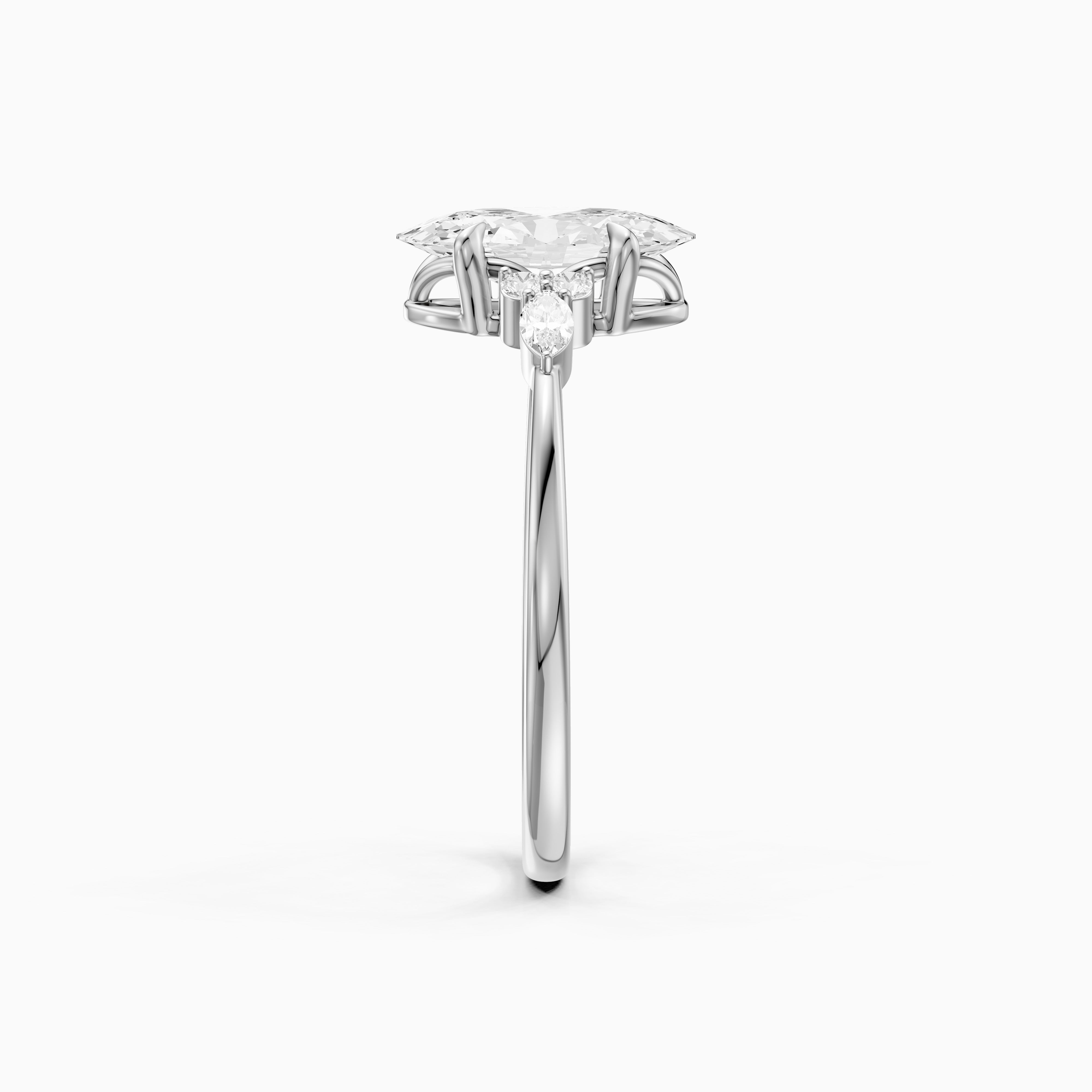 Estela Moval Moissanite Diamond Ring with Pear and Round Side Stones