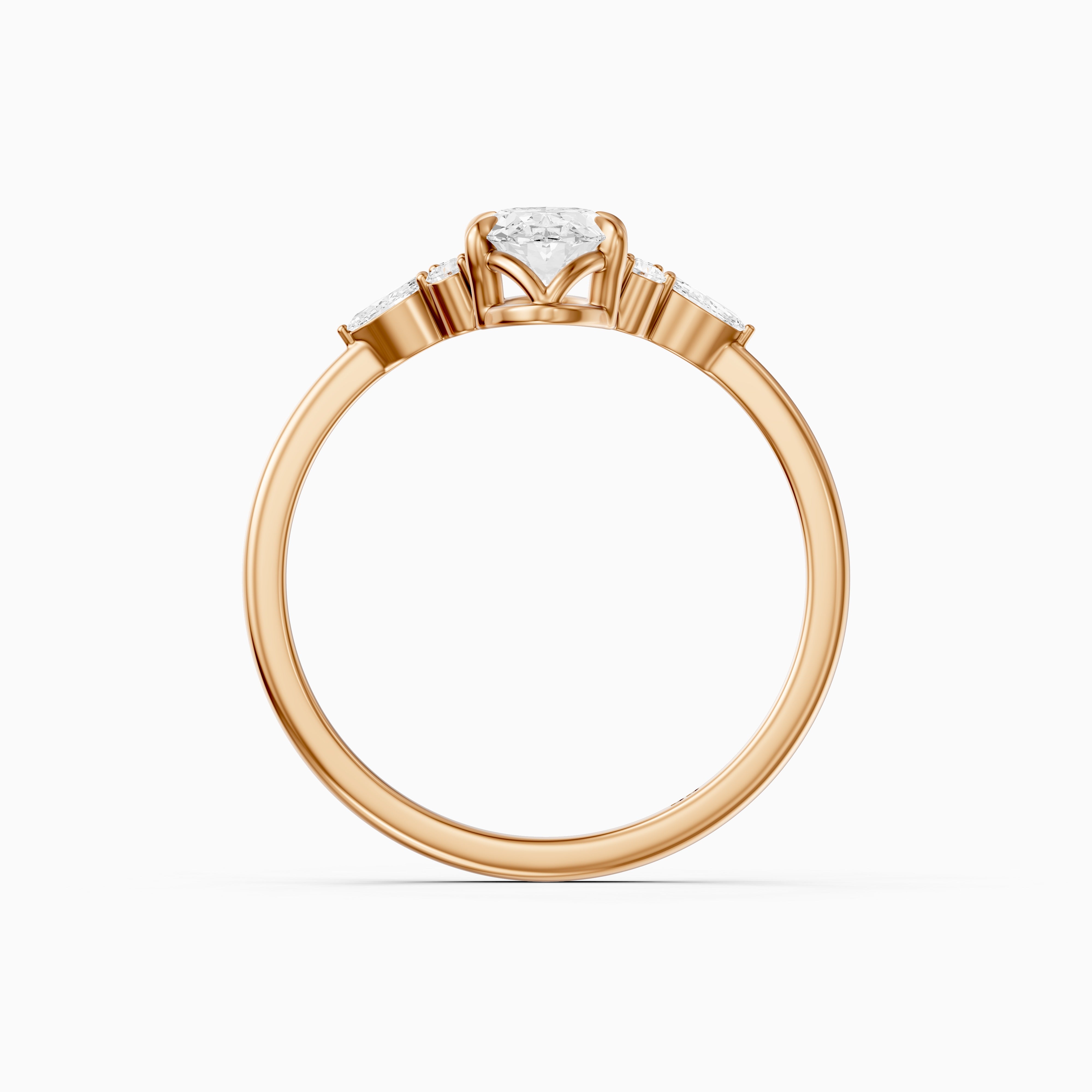 Estela Moval Moissanite Diamond Ring with Pear and Round Side Stones