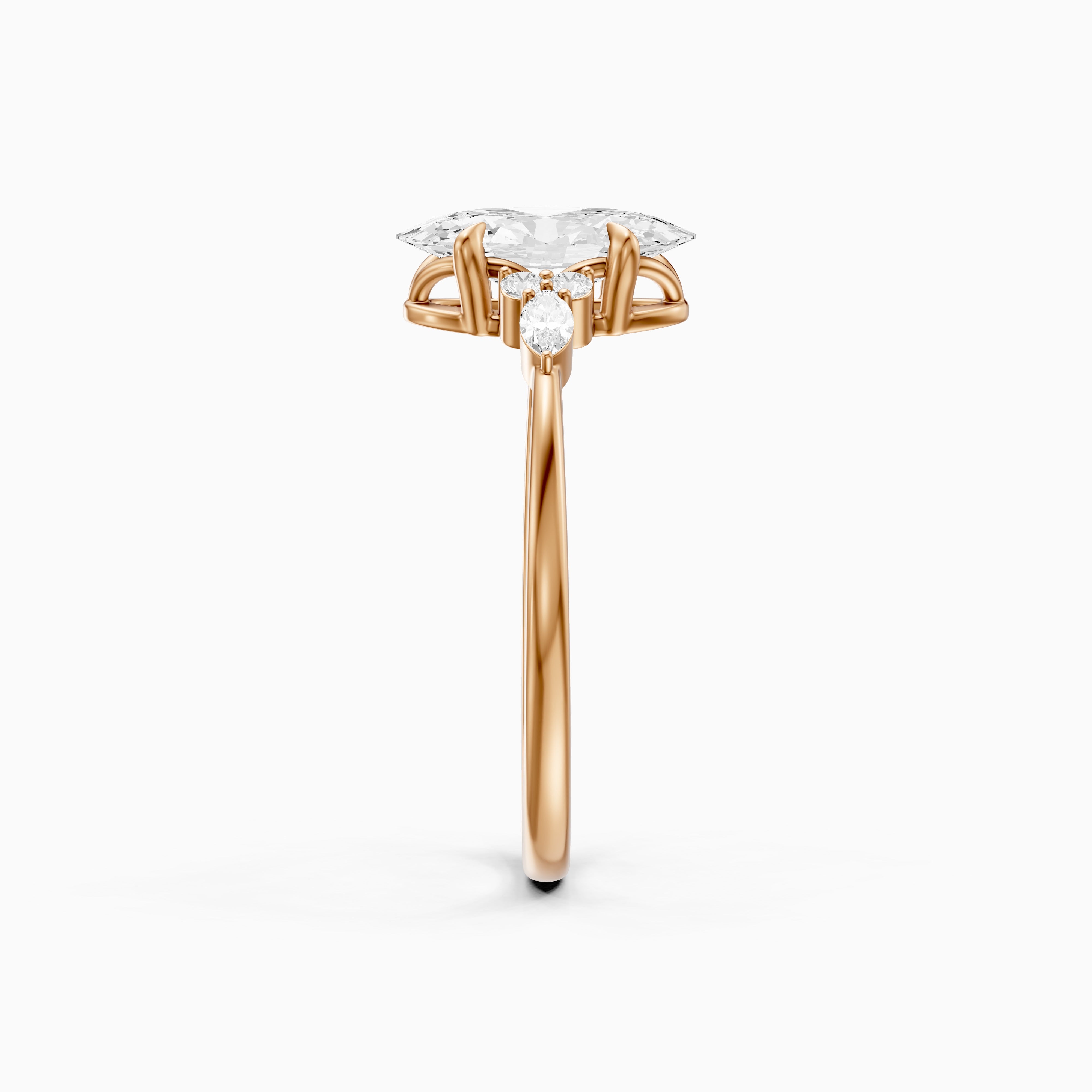Estela Moval Moissanite Diamond Ring with Pear and Round Side Stones