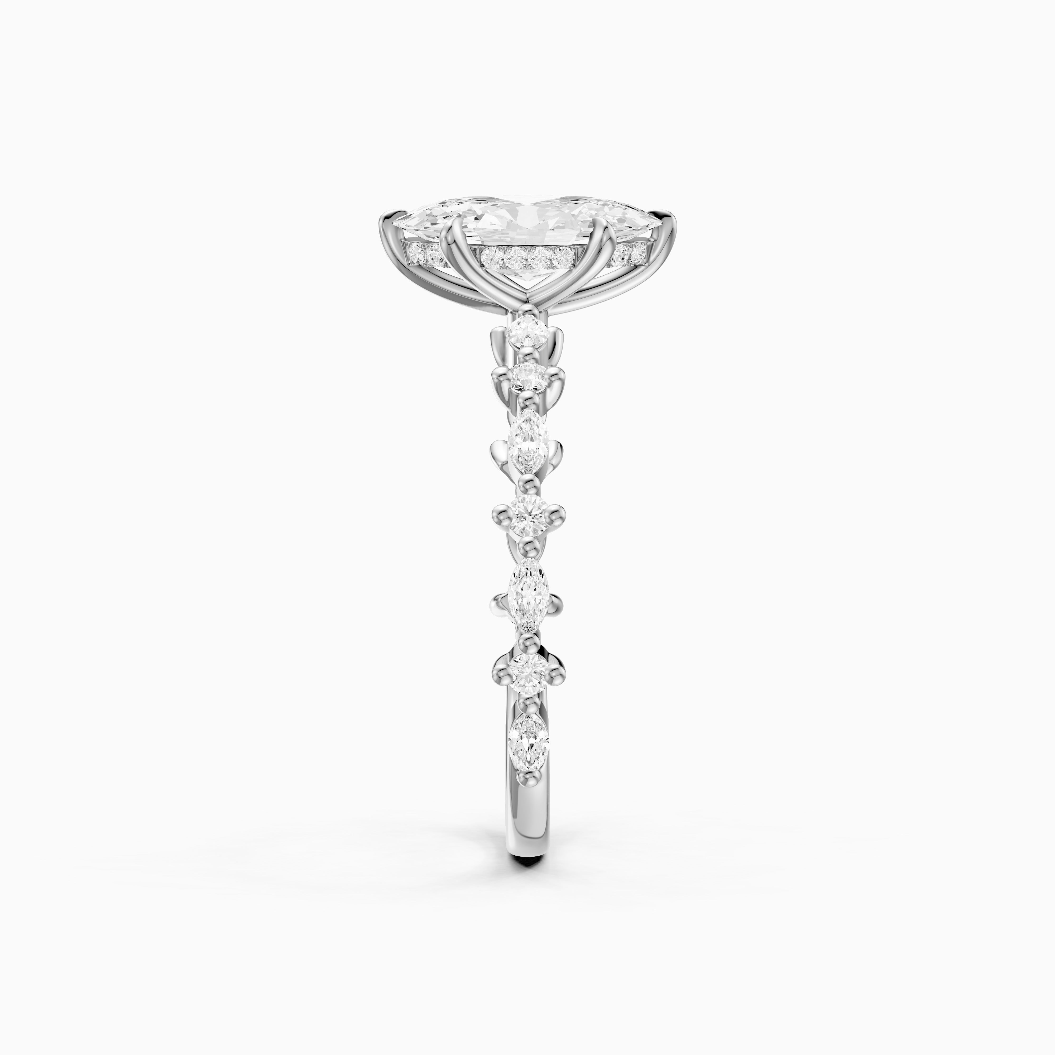 Sara Moval Moissanite Diamond Hidden Halo Ring with Alternating Diamond Band