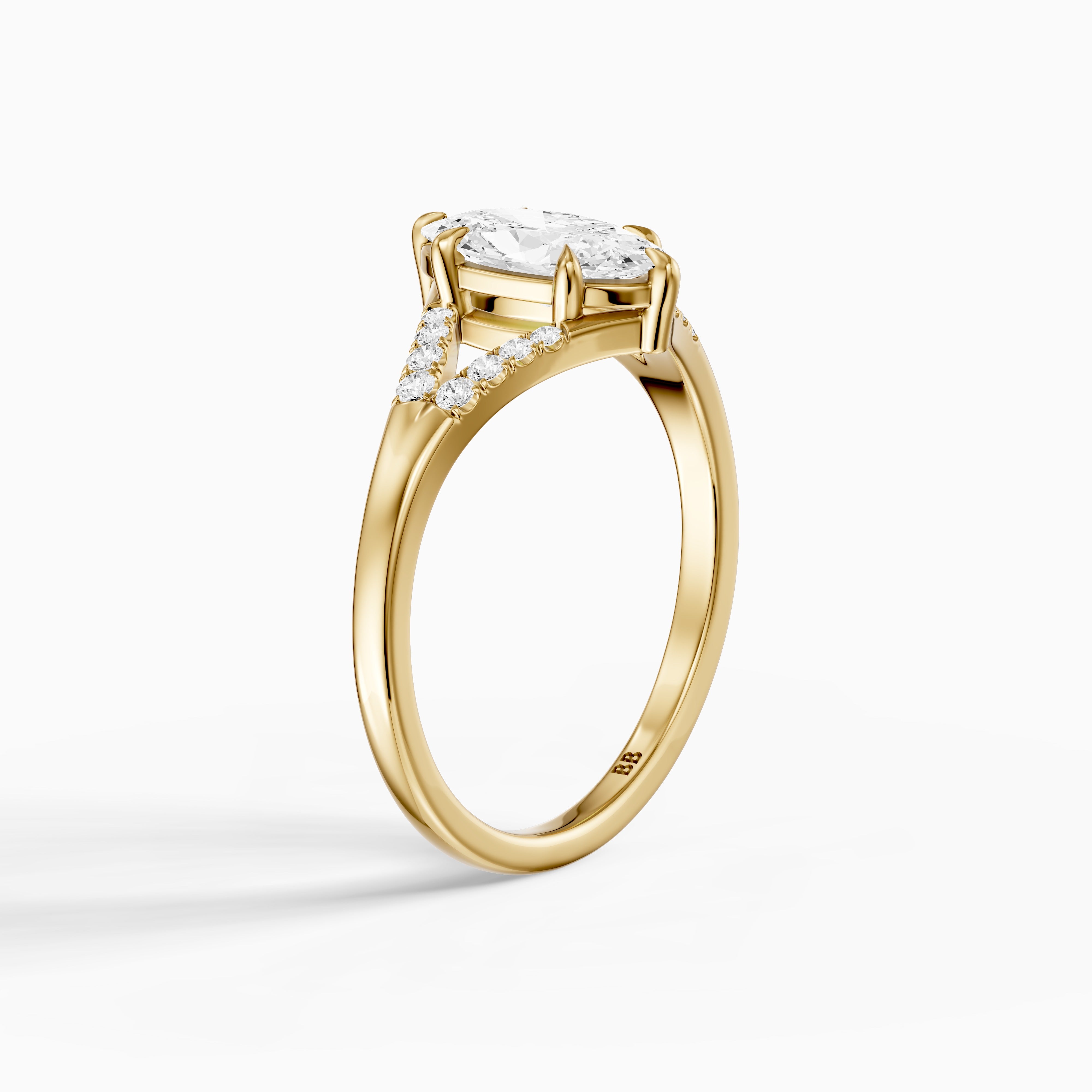 Frida Moval Moissanite Diamond Ring with Split Shank Pave Band