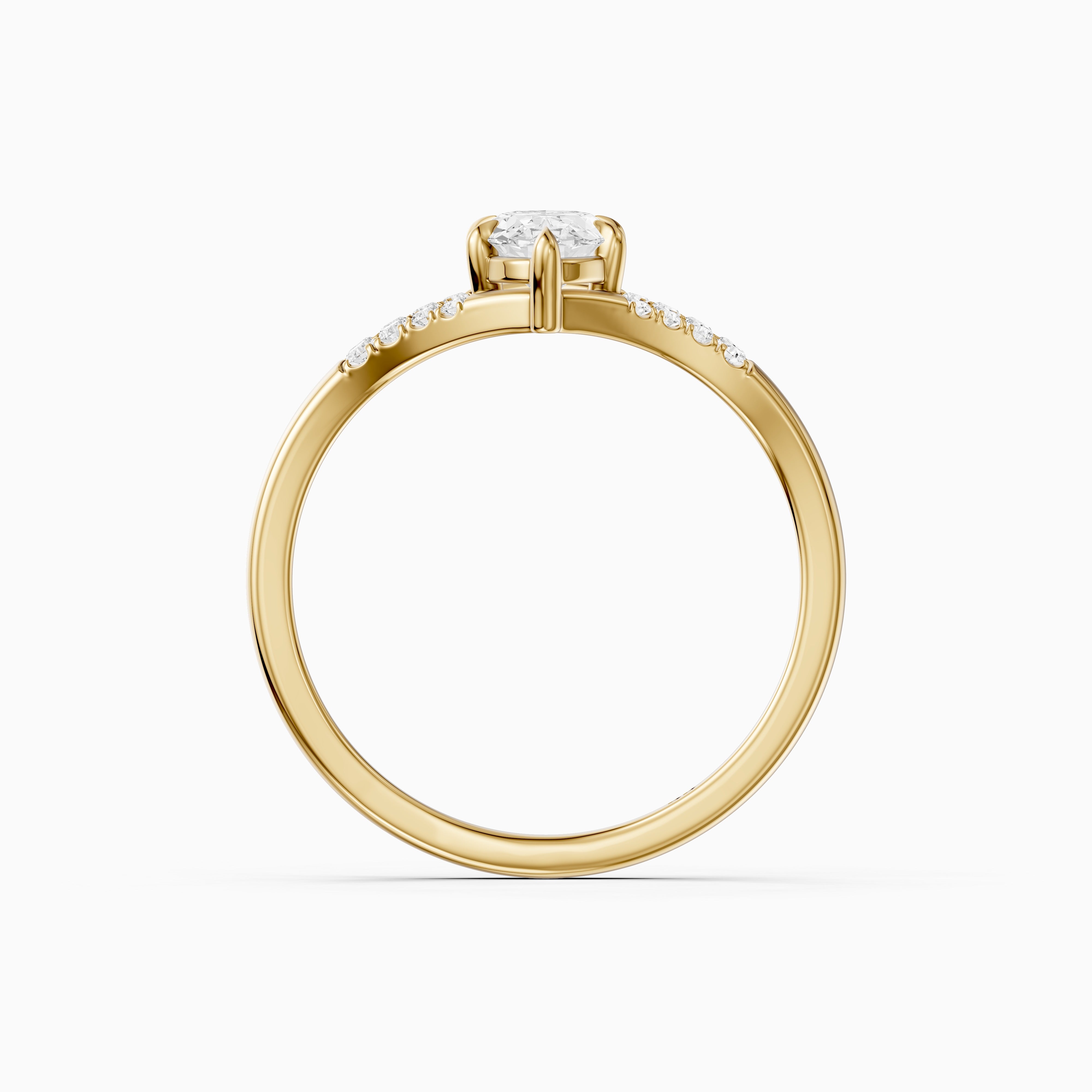 Frida Moval Moissanite Diamond Ring with Split Shank Pave Band