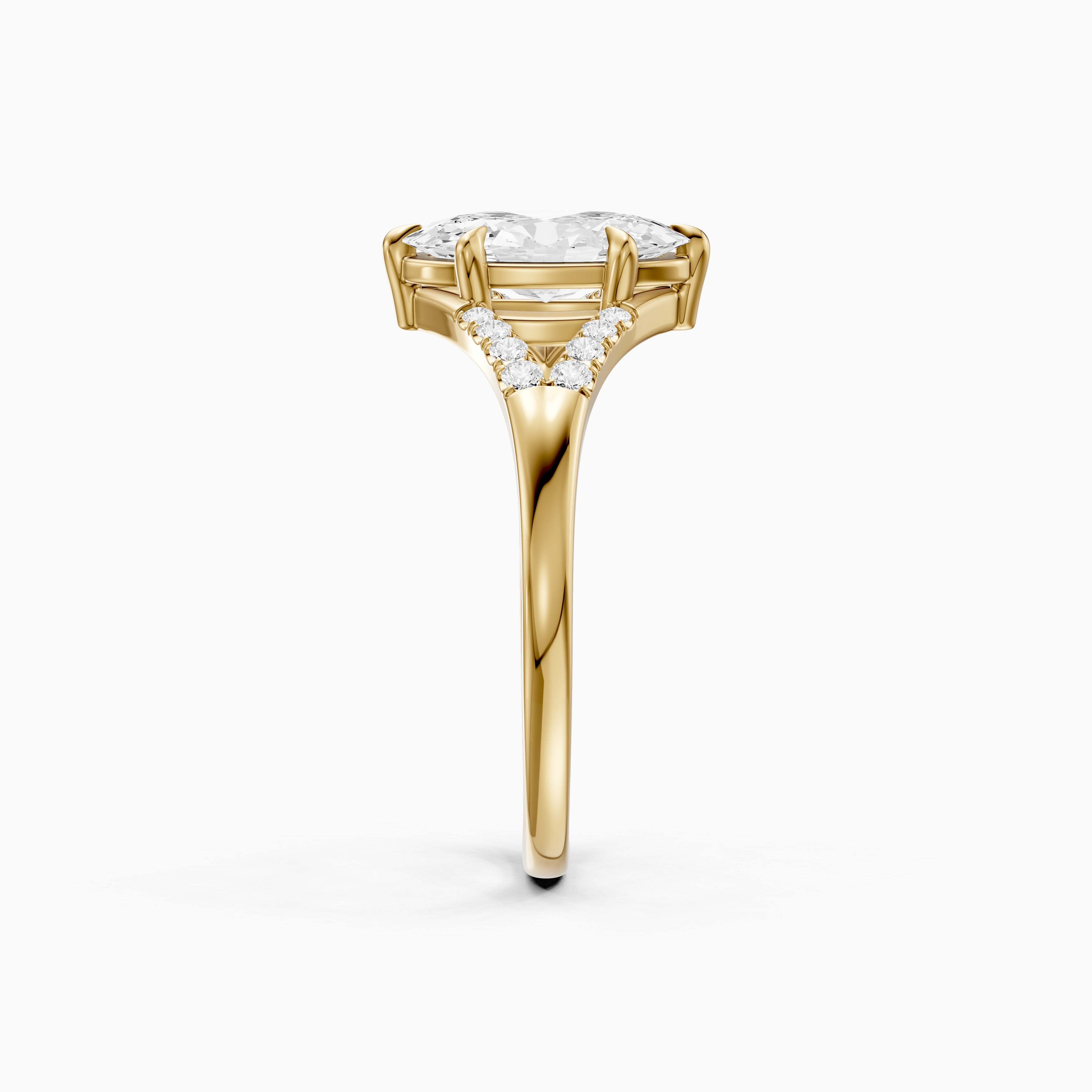 Frida Moval Moissanite Diamond Ring with Split Shank Pave Band