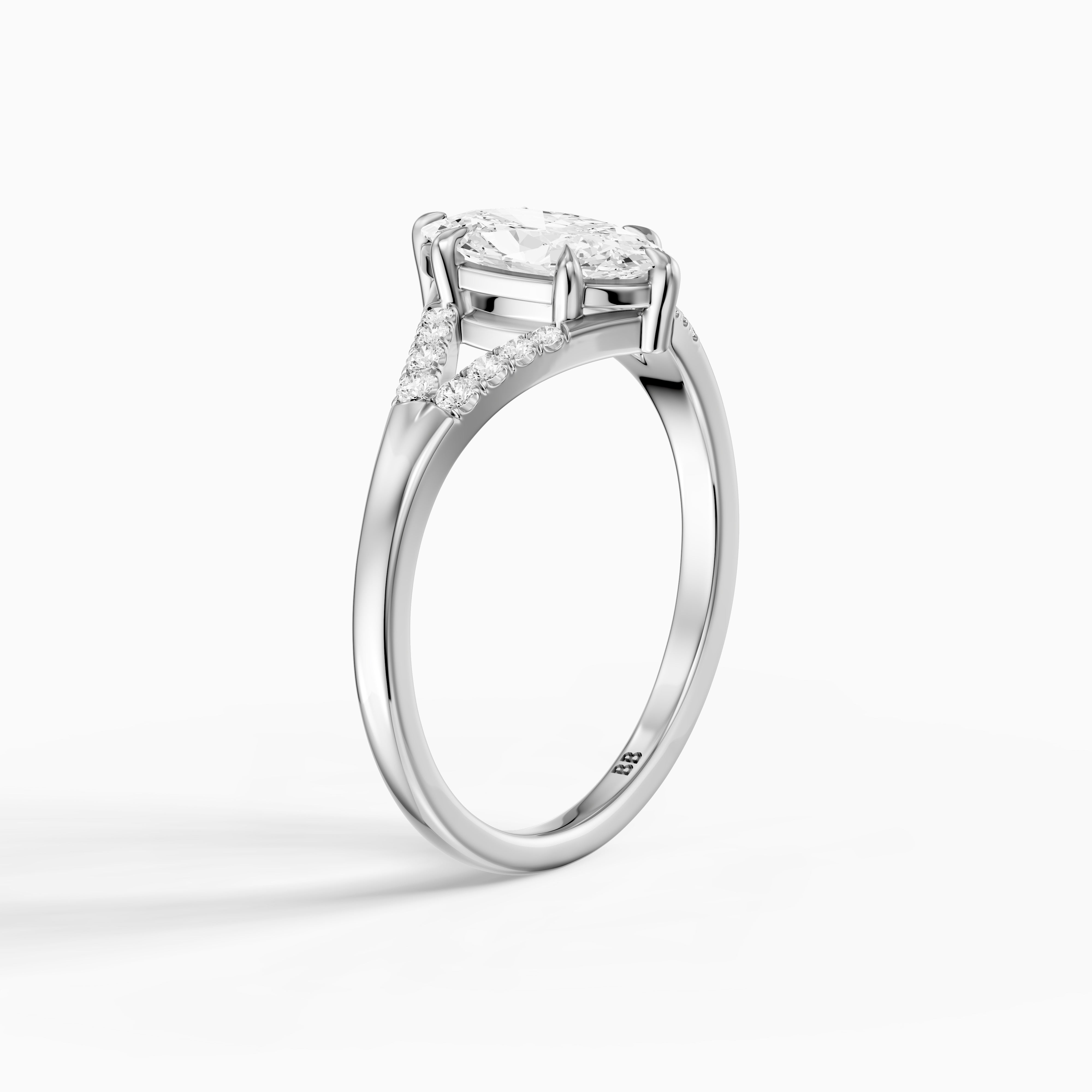 Frida Moval Moissanite Diamond Ring with Split Shank Pave Band