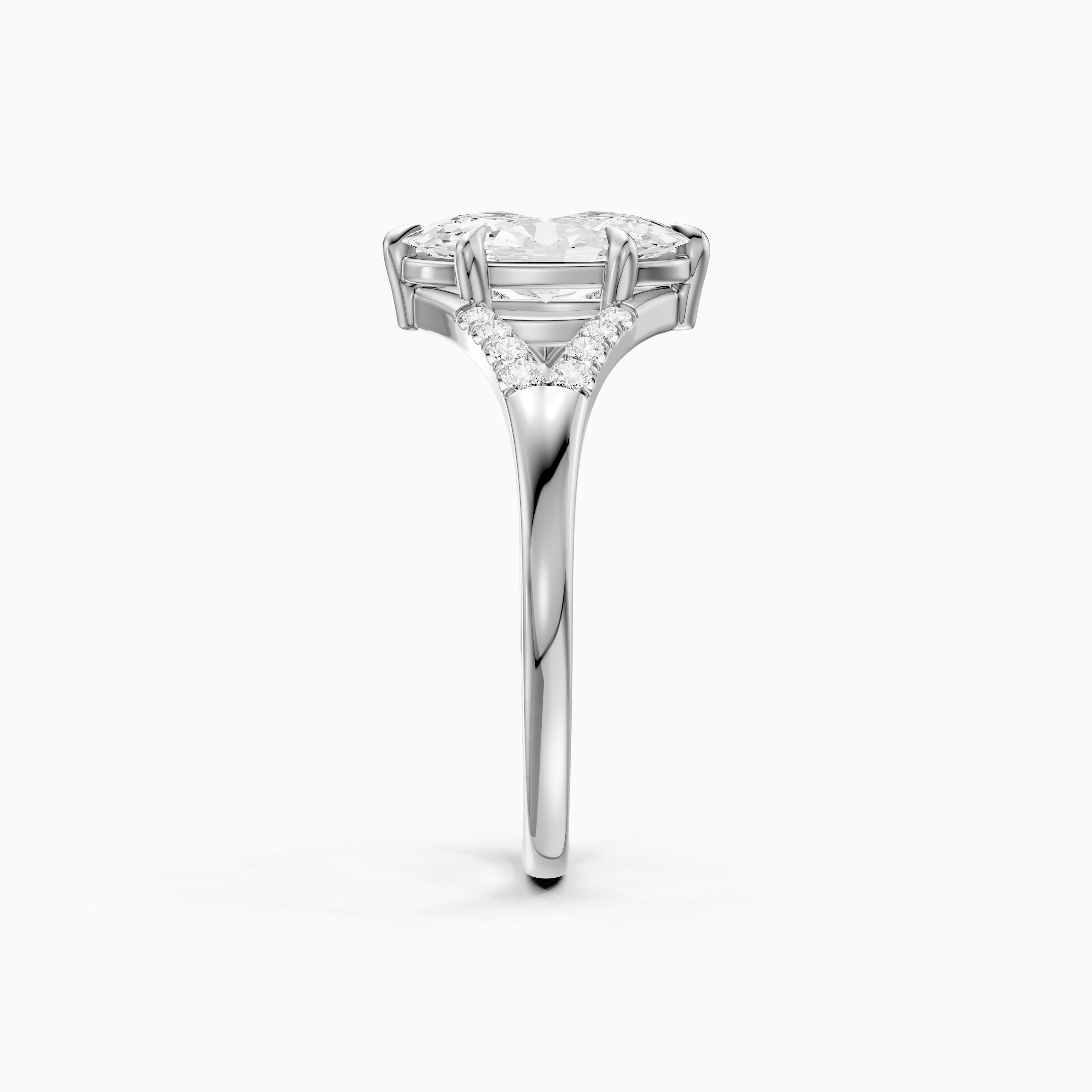 Frida Moval Moissanite Diamond Ring with Split Shank Pave Band