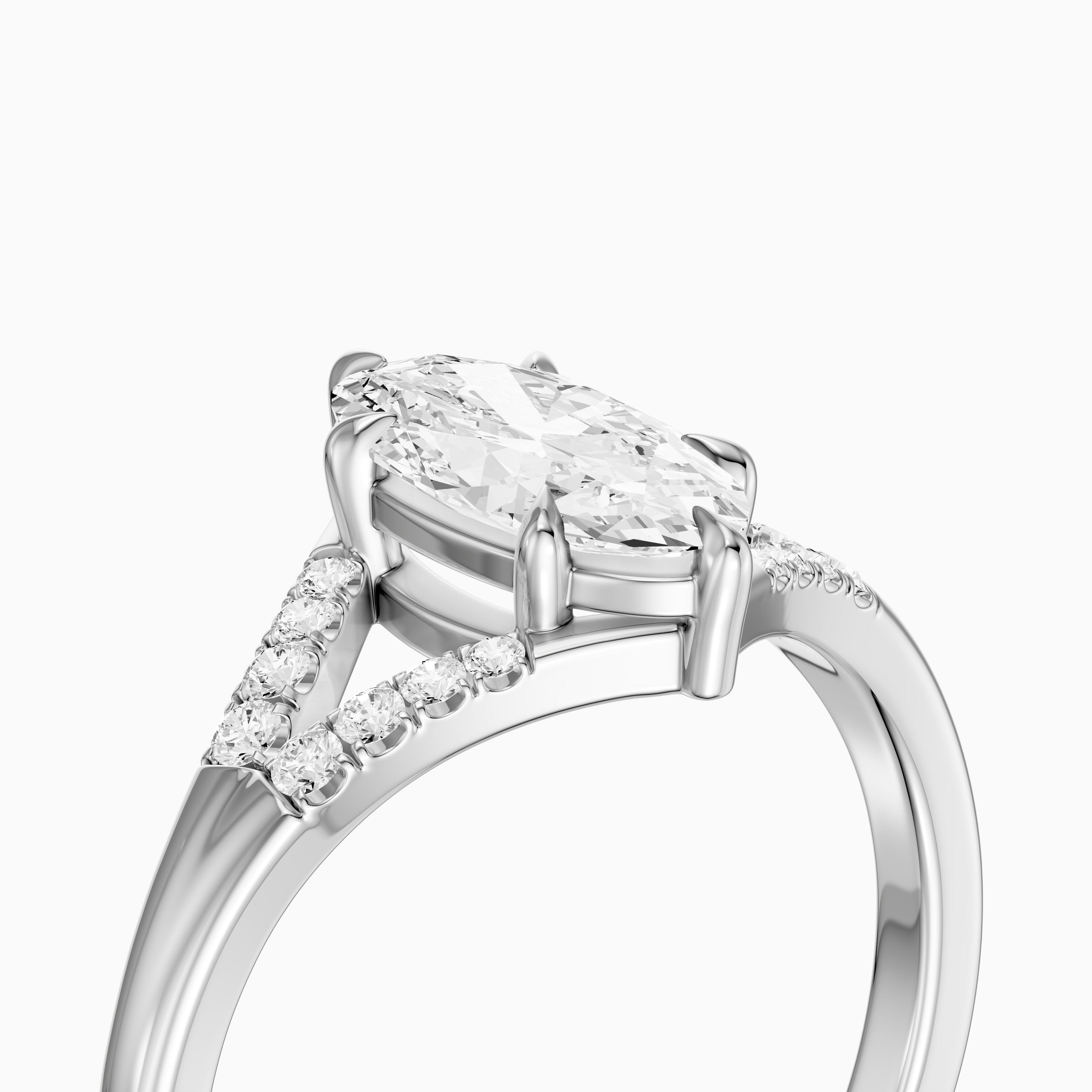 Frida Moval Moissanite Diamond Ring with Split Shank Pave Band