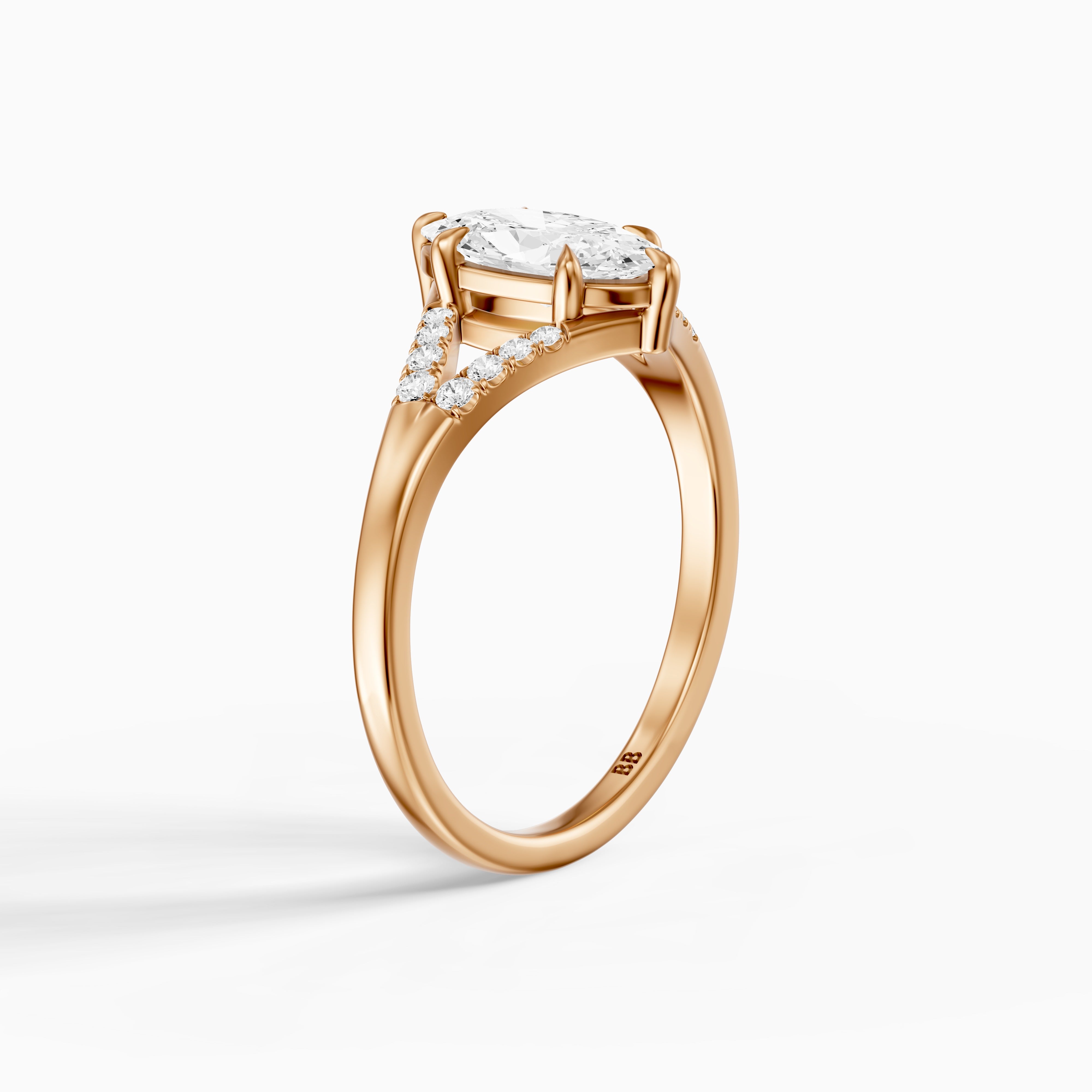 Frida Moval Moissanite Diamond Ring with Split Shank Pave Band