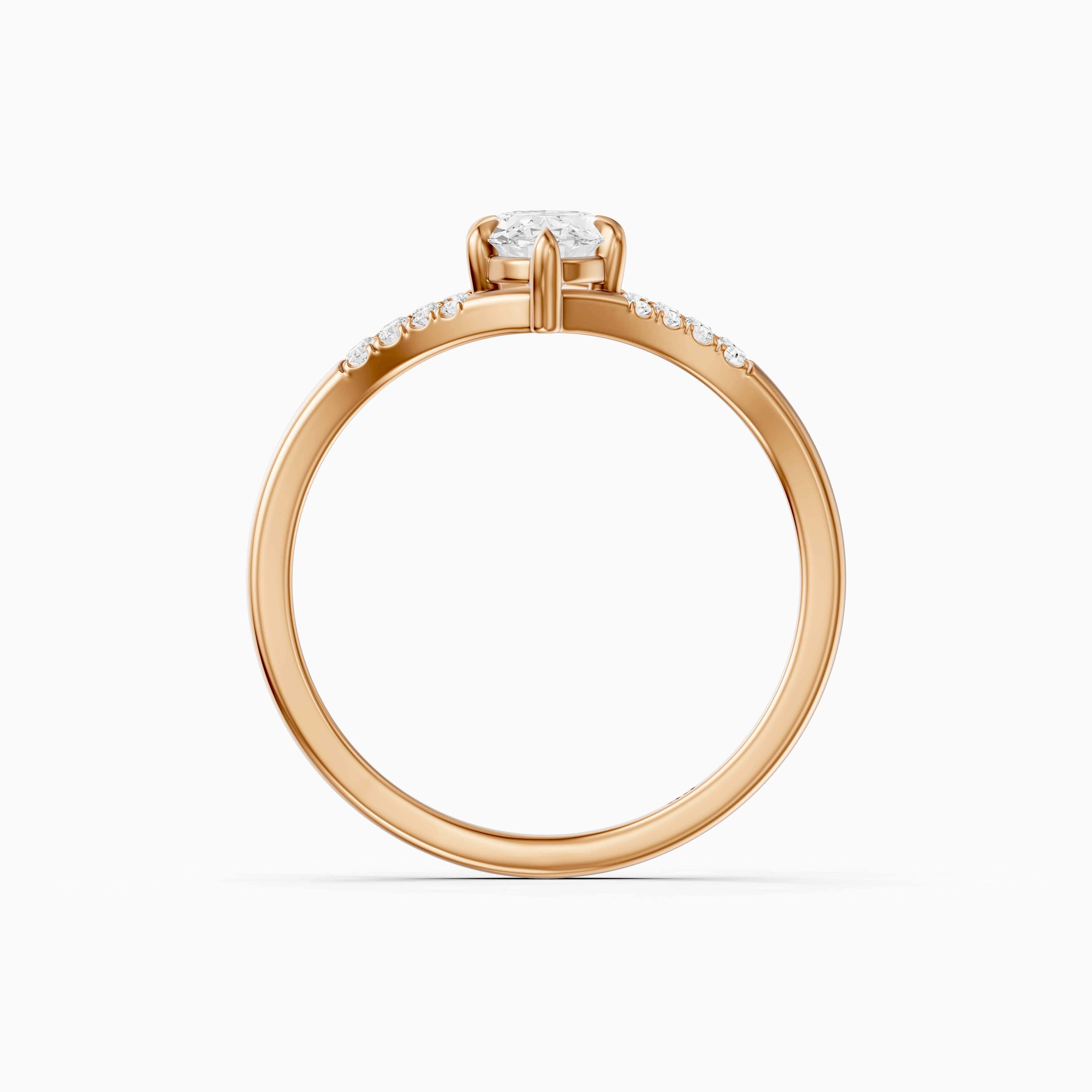 Frida Moval Moissanite Diamond Ring with Split Shank Pave Band