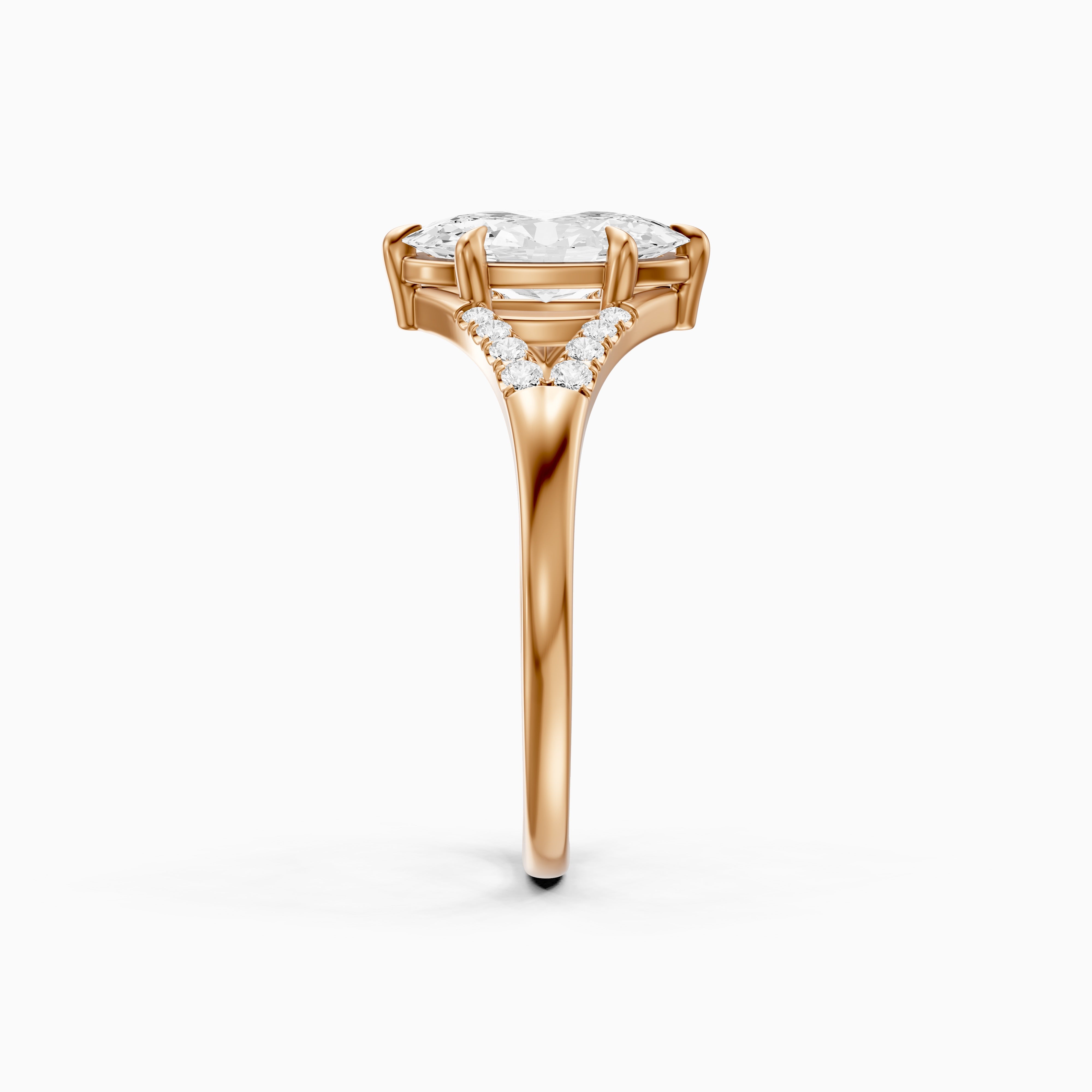Frida Moval Moissanite Diamond Ring with Split Shank Pave Band