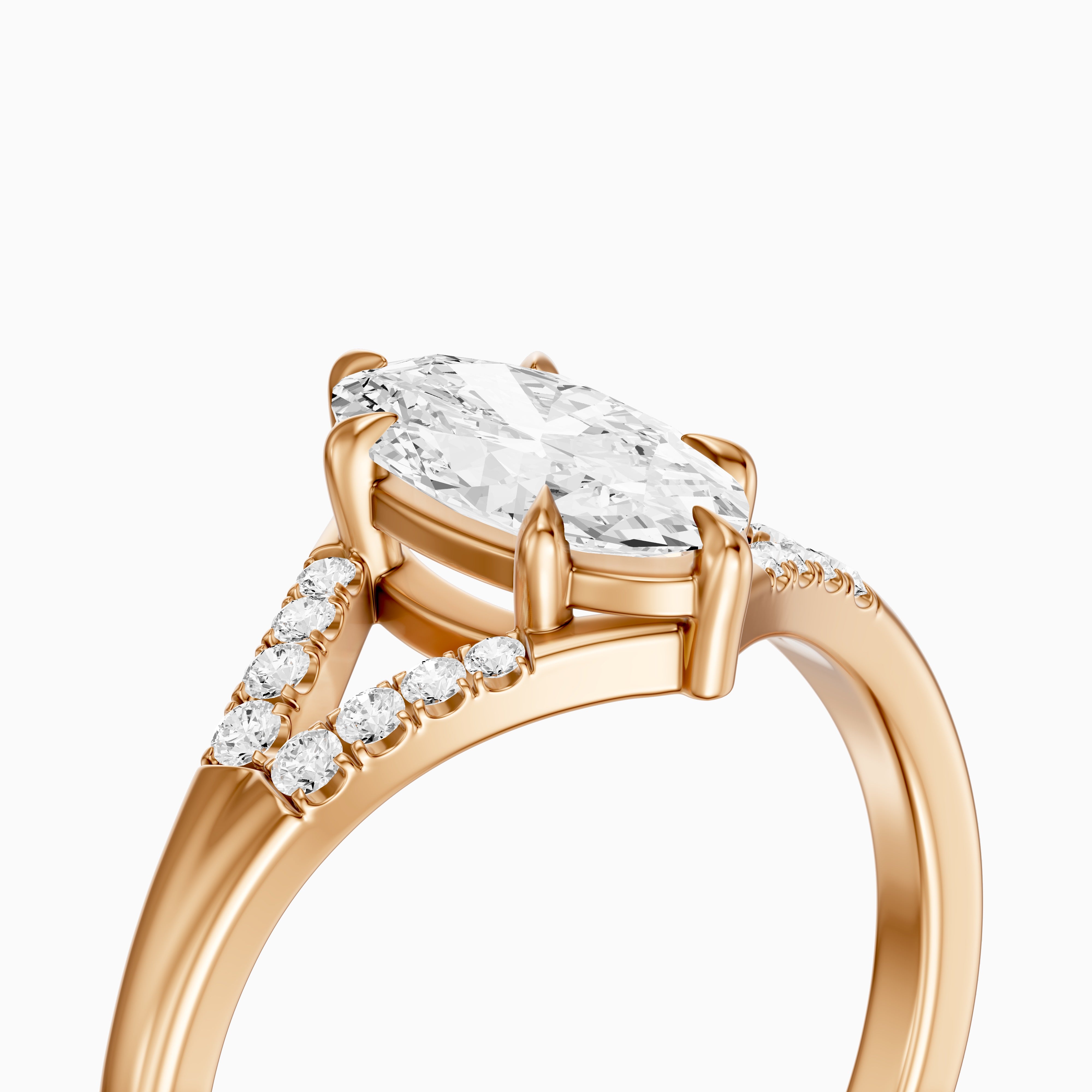 Frida Moval Moissanite Diamond Ring with Split Shank Pave Band