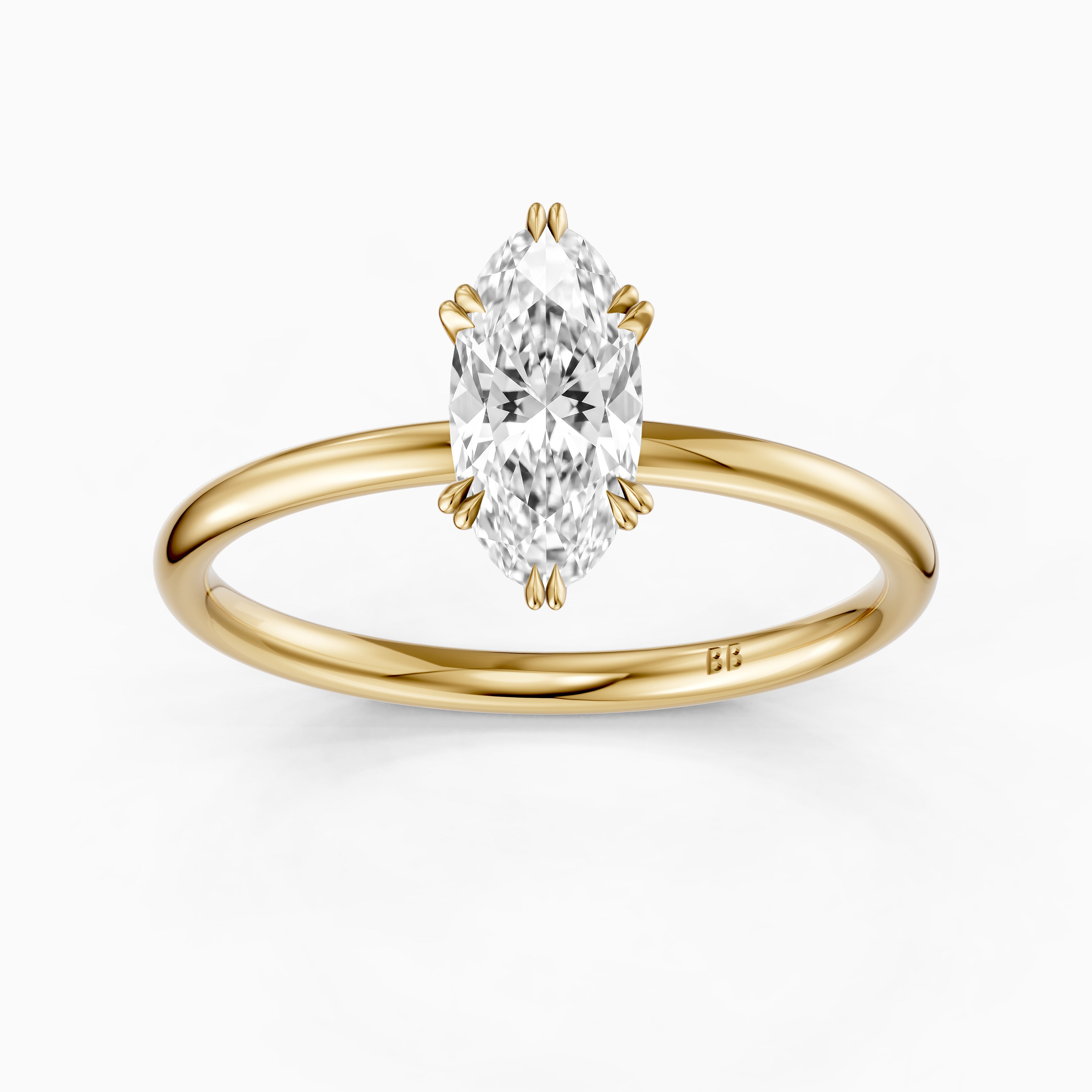 Juni Double Claw Prongs Moval Moissanite Diamond Solitaire Ring