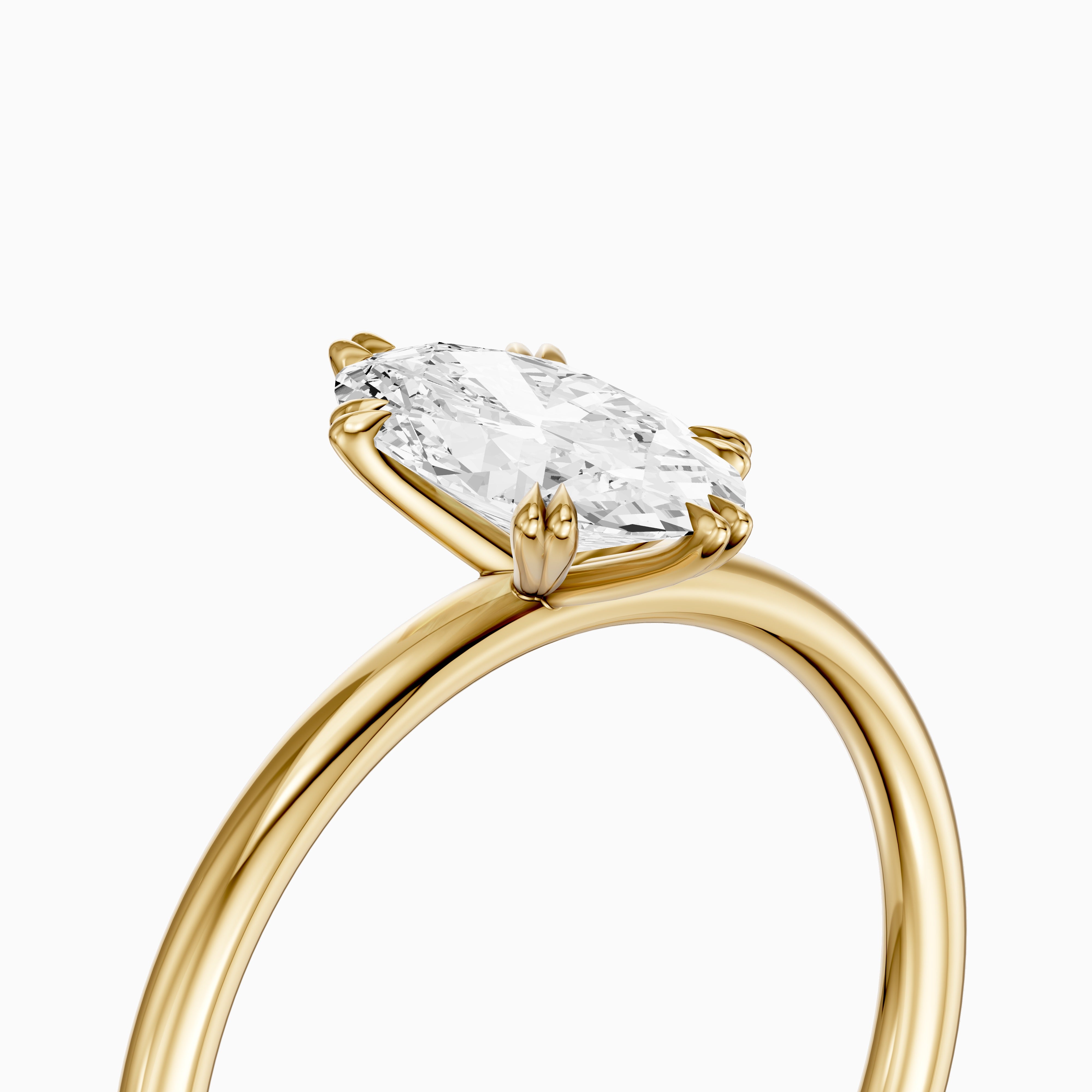 Juni Double Claw Prongs Moval Moissanite Diamond Solitaire Ring